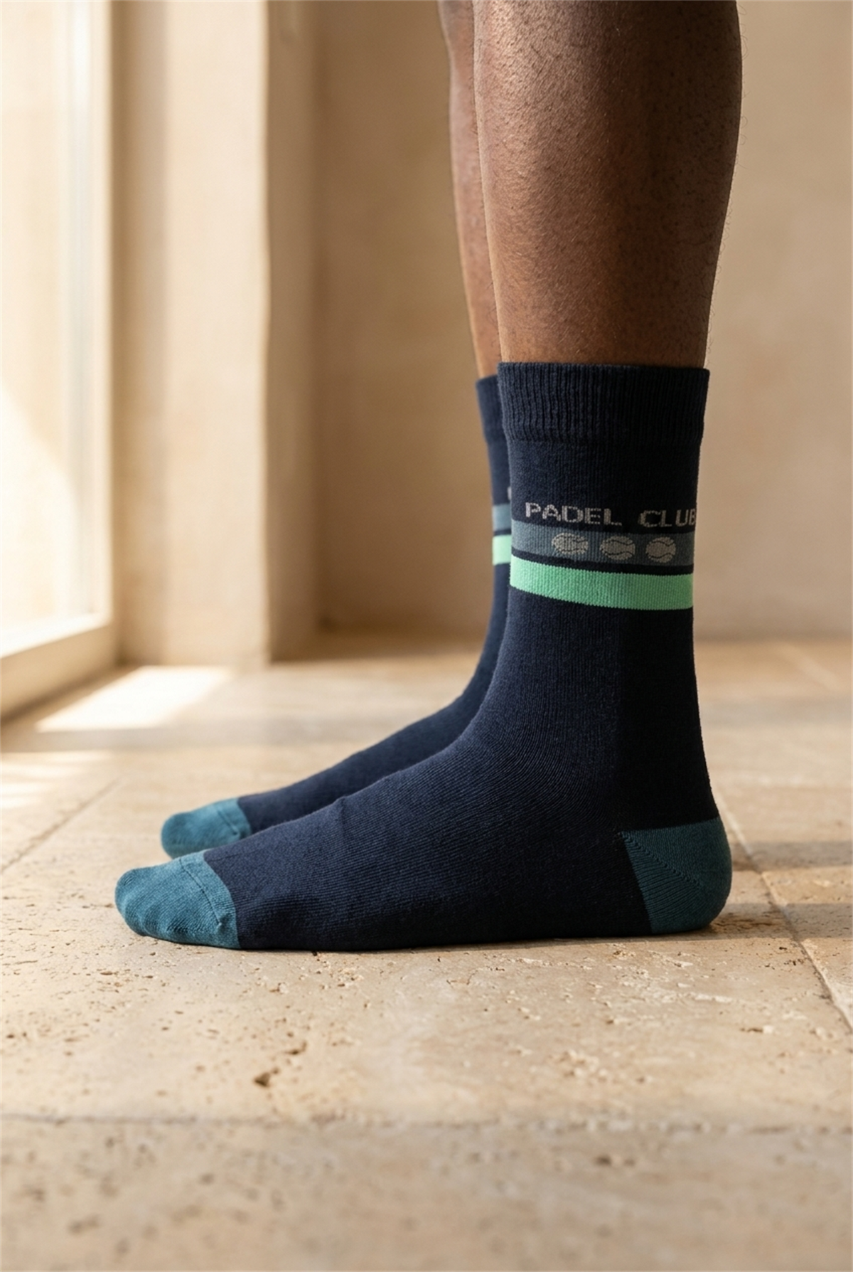 	Unisex Şeritli Padel Club Lacivert Soket Çorap