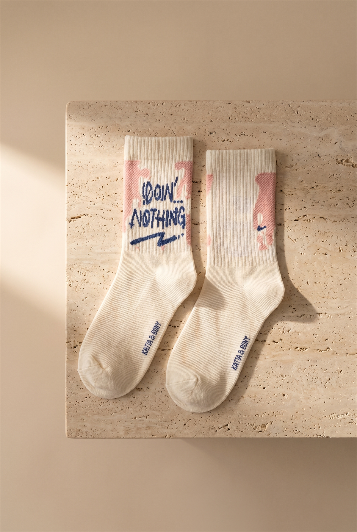 Unisex Pembe Renkli Baskılı Soket Çorap