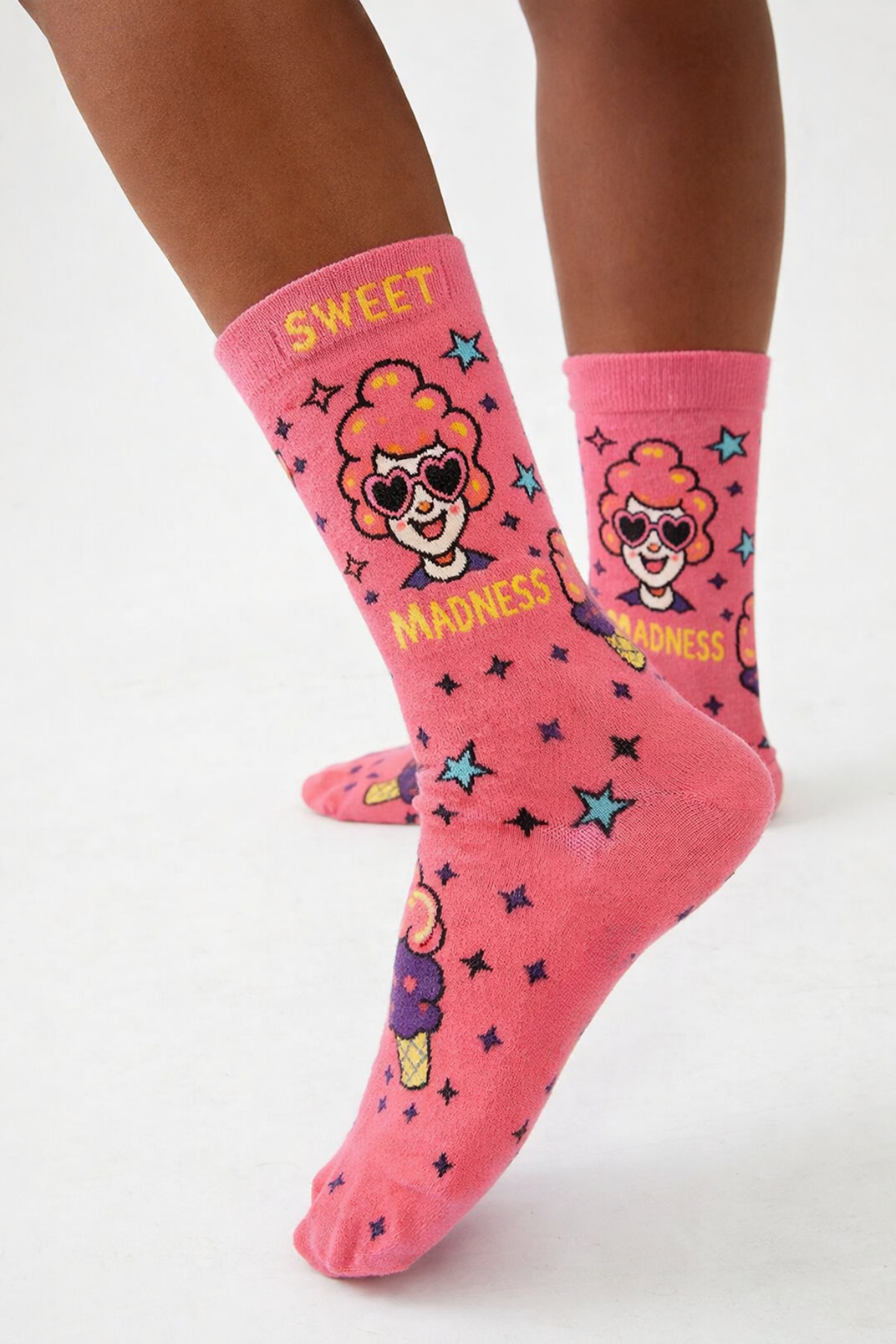 Unisex PopArt Desenli Çorap Koyu Pembe