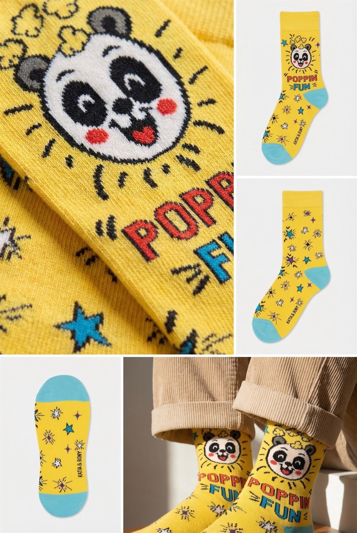 Unisex Desenli Soket Çorap Sarı