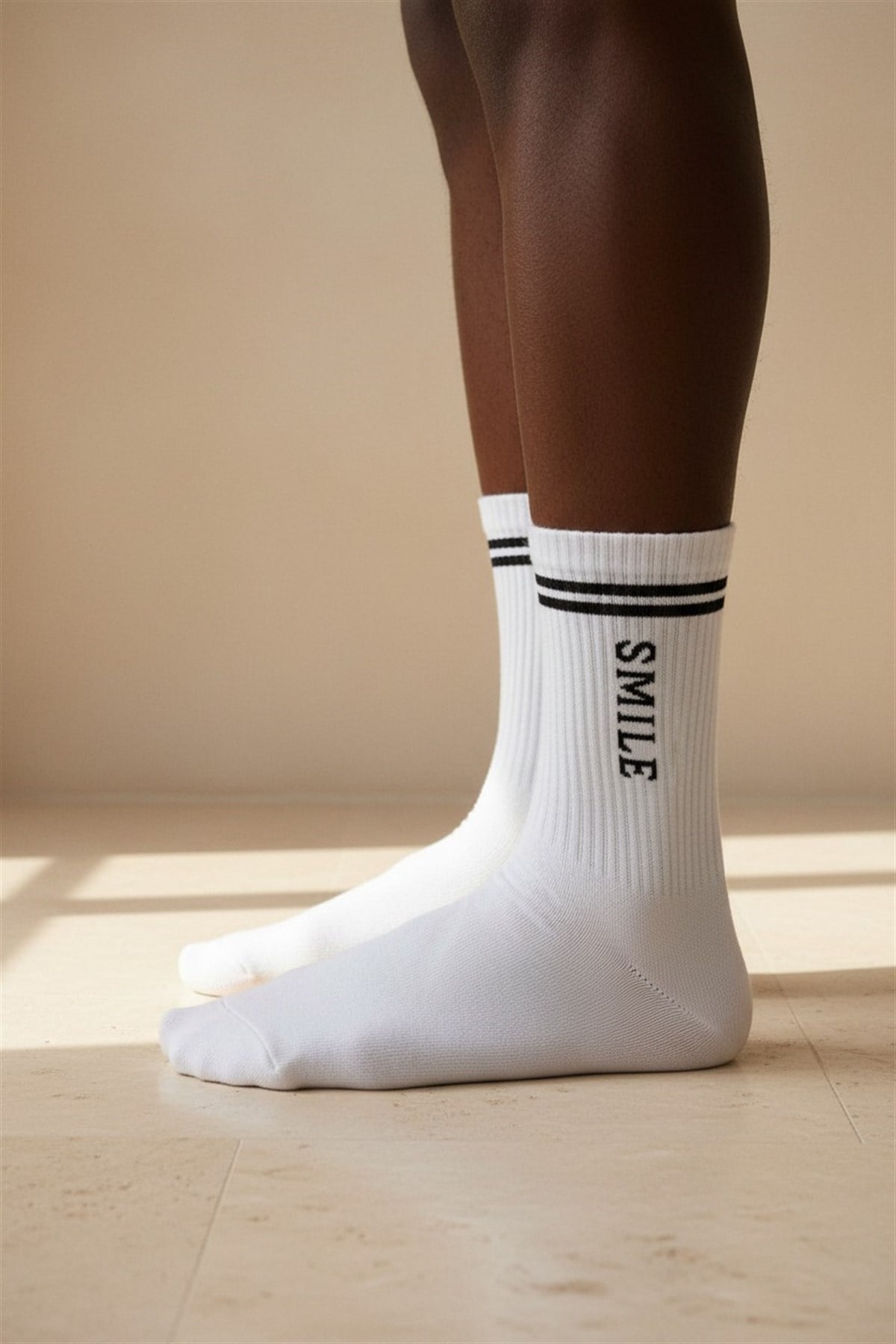 Unisex Smile Yazılı Soket Çorap