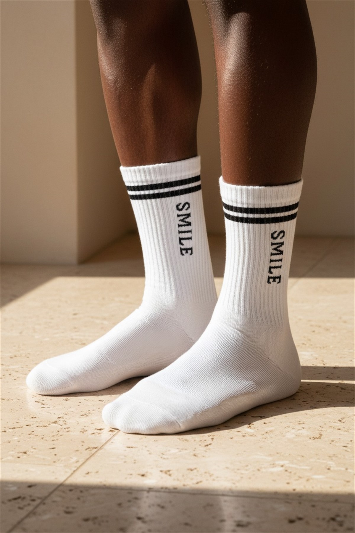 Unisex Smile Yazılı Soket Çorap