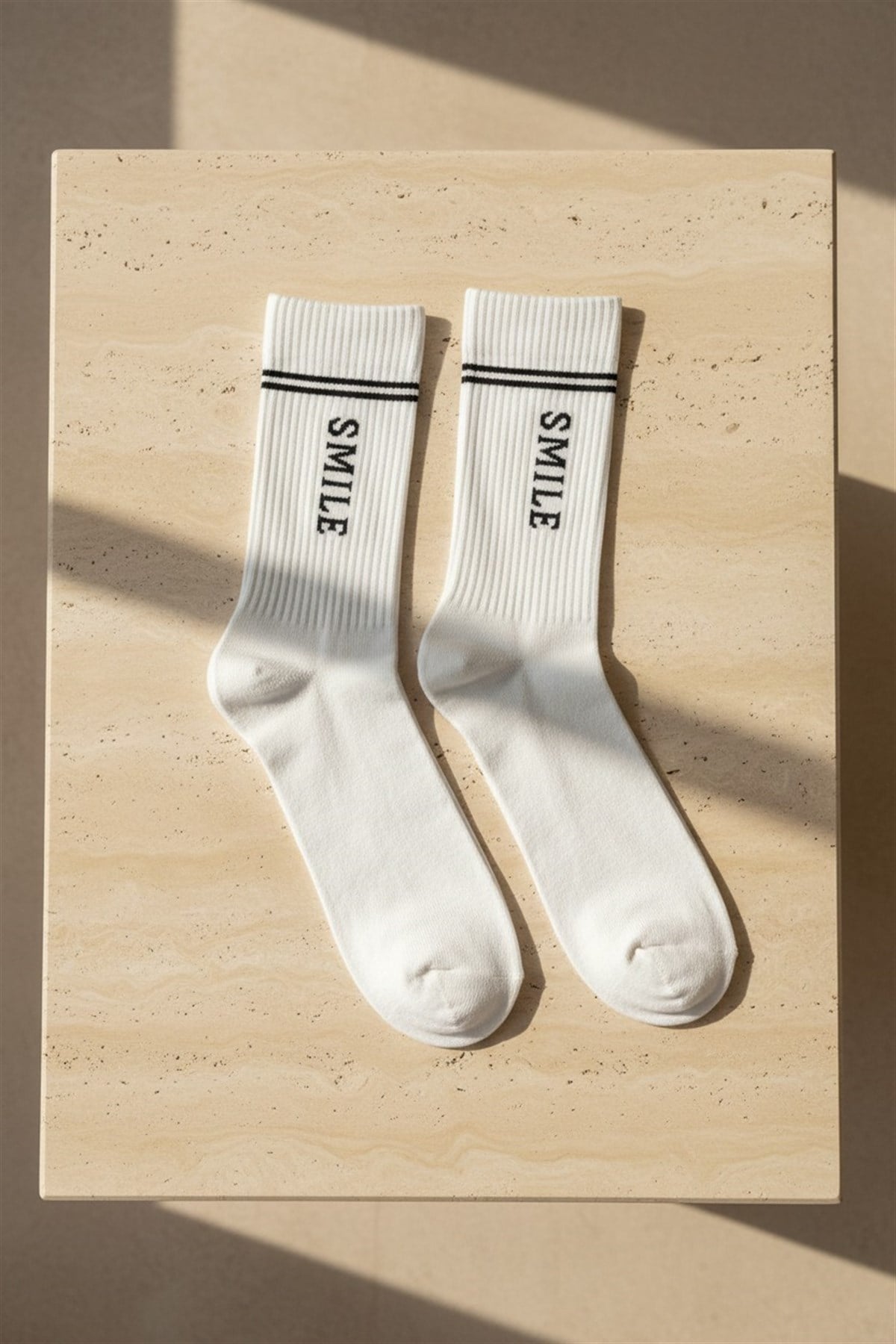 Unisex Smile Yazılı Soket Çorap