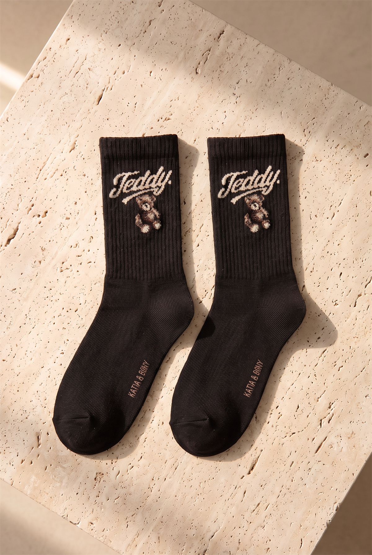 Unisex Teddy Desenli Pamuklu Koyu Kahve Soket Çorap