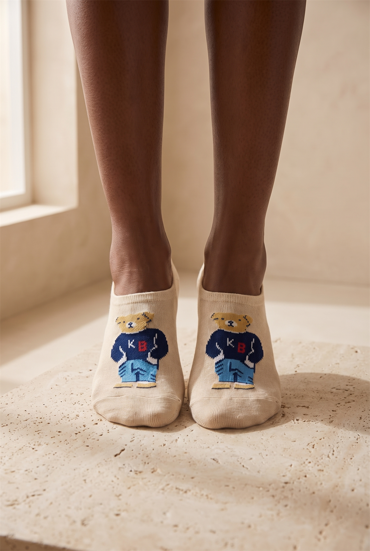 Teddy Unısex Invısıble Socks Beige