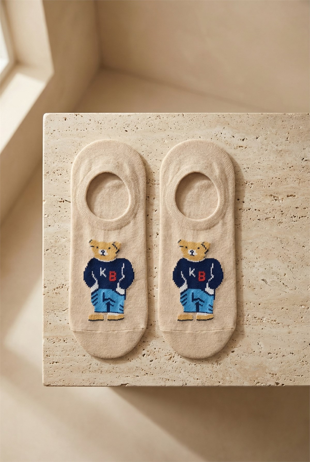 Teddy Unısex Invısıble Socks Beige