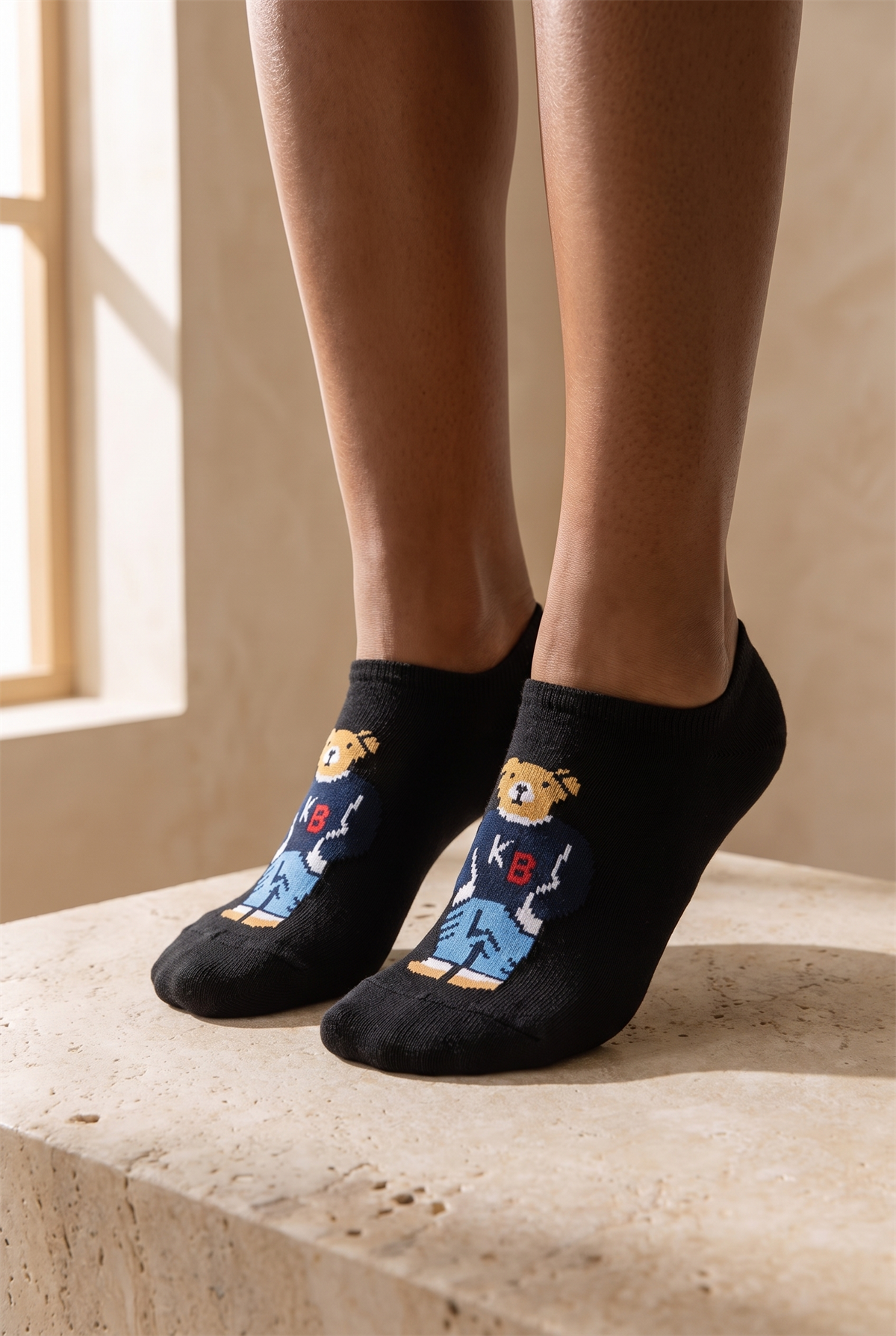 Teddy Unısex Invısıble Socks Black