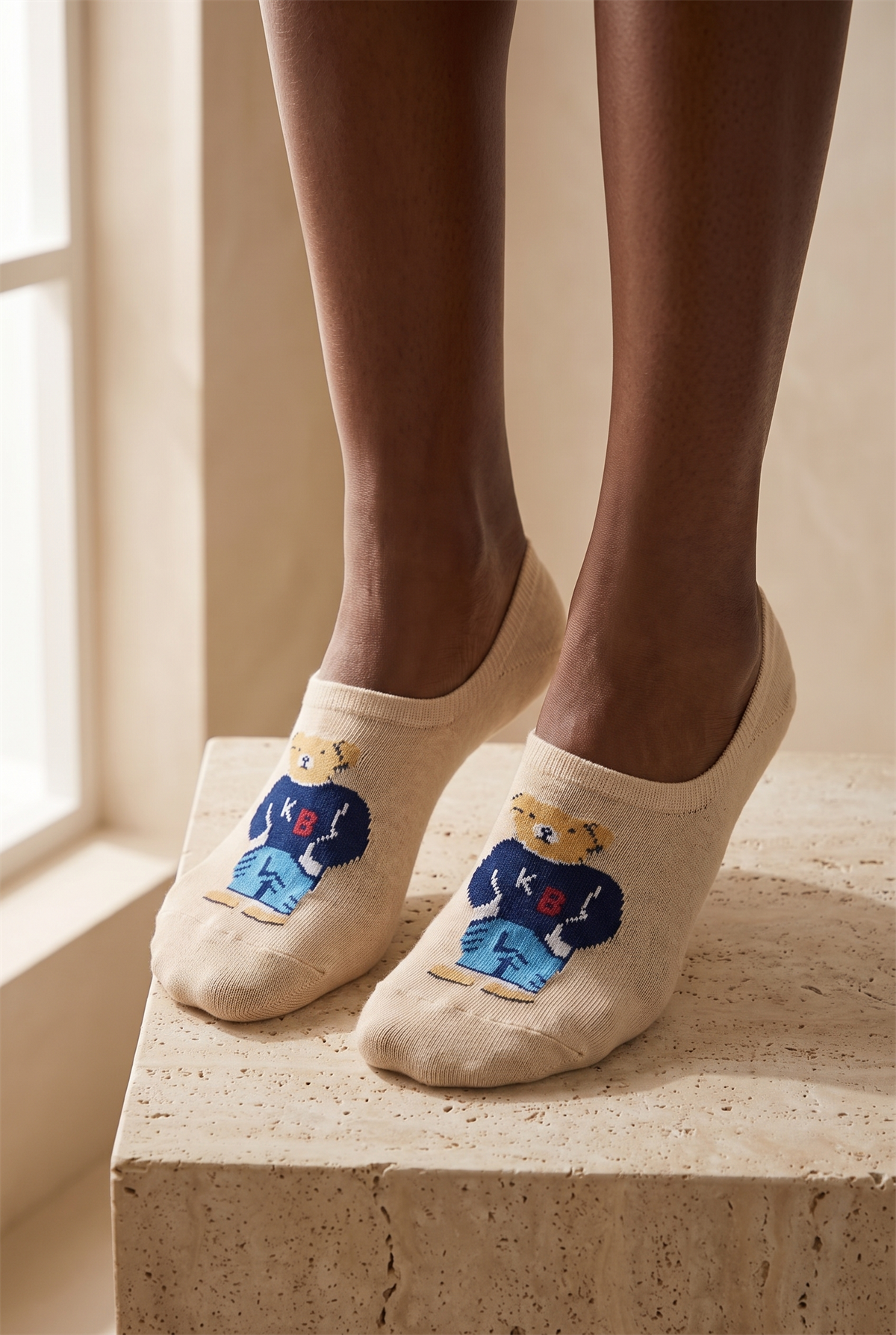 Teddy Unısex Invısıble Socks Beige