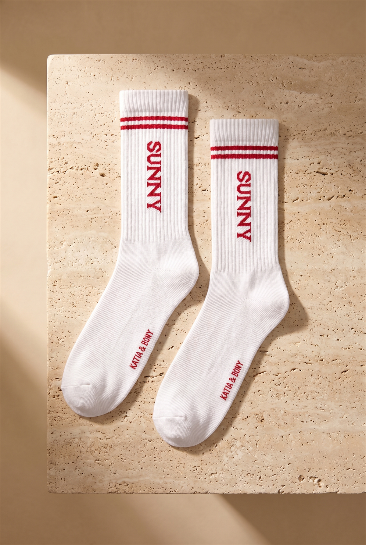 Unisex Yazı Baskılı Çizgili Beyaz 4lü Soket Çorap