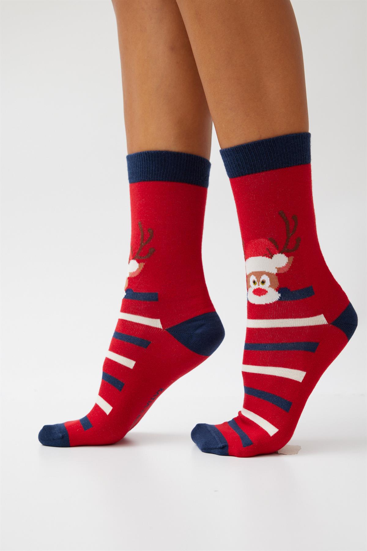 New Year Socket Socks Red