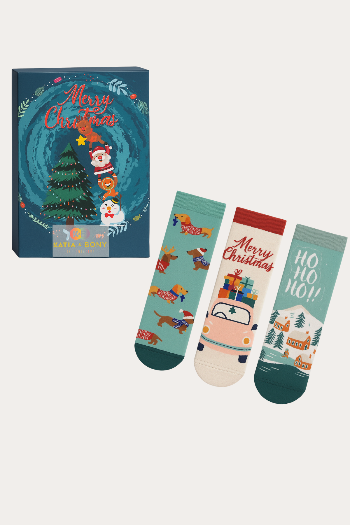 22501U4002 3PCK KUTULU YILBAŞI UNISEX SOKET ÇORAP Desenli