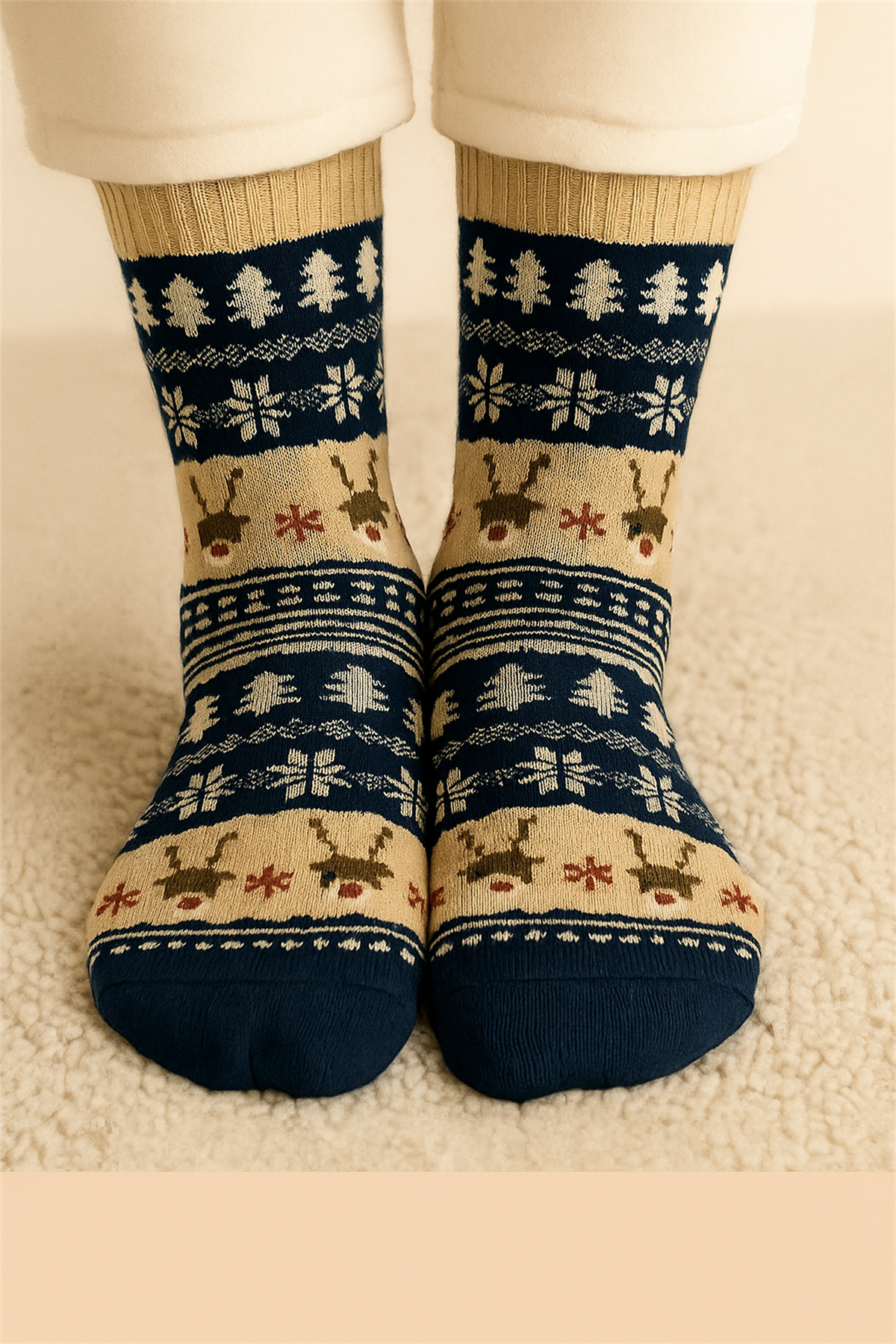 Unisex Yılbaşı Temalı Havlu Soket Çorap