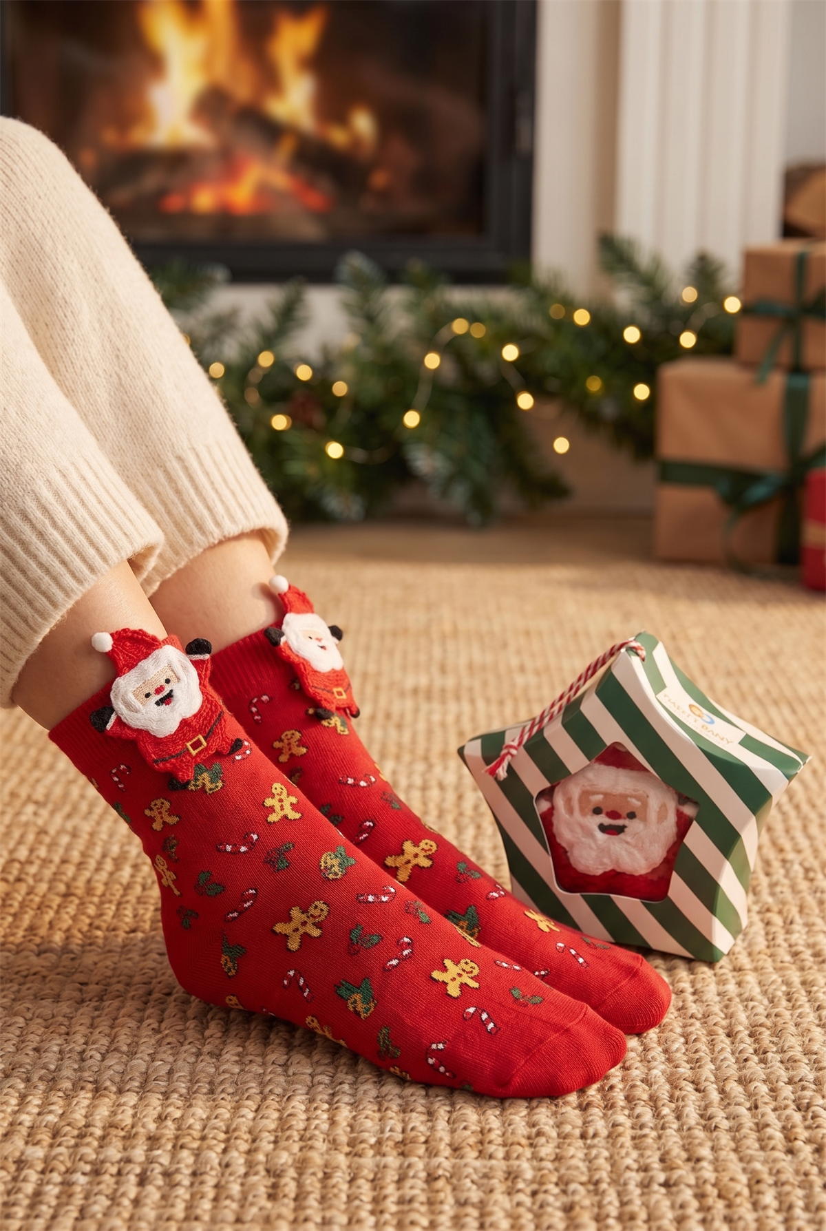 Boxed Chrıstmas Unısex Socks Wıth Accessorıes Multıcolored