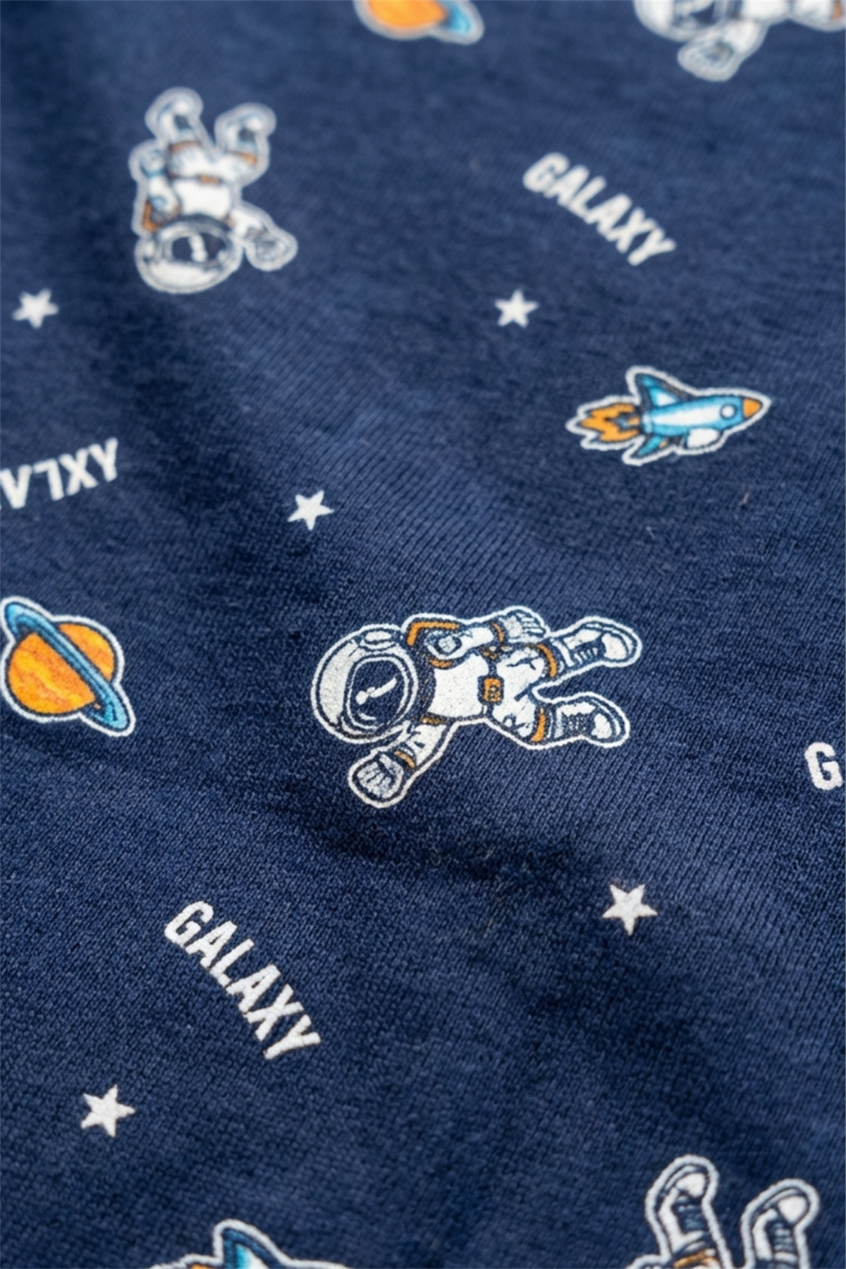 Space Patterned Childrens Pajama Set With Shorts