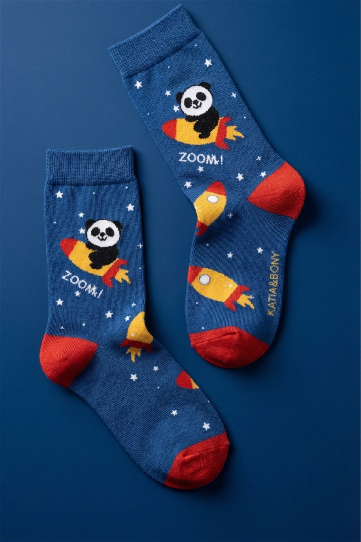 Uzay Desenli Mavi Çocuk Soket Çorap