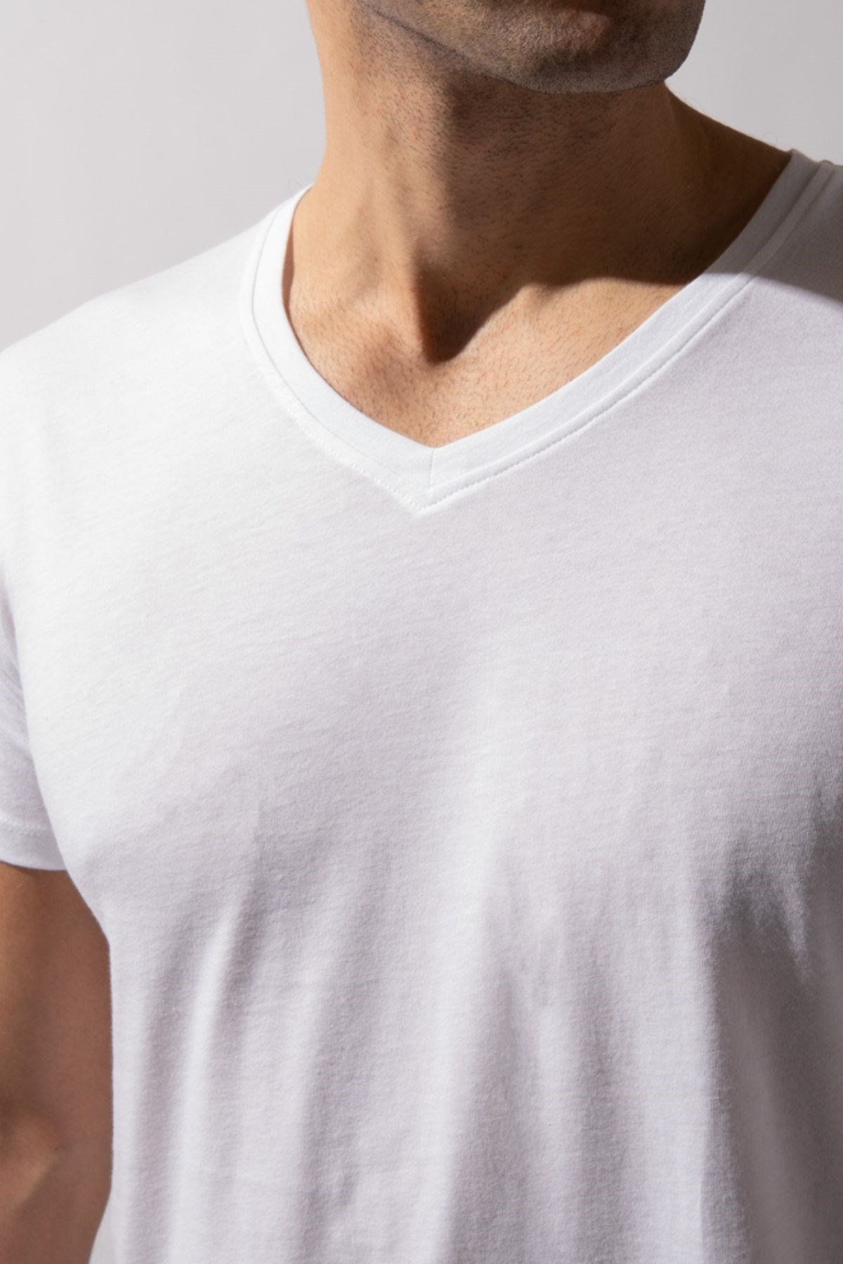 V Neck Basic Mens Tank Top White
