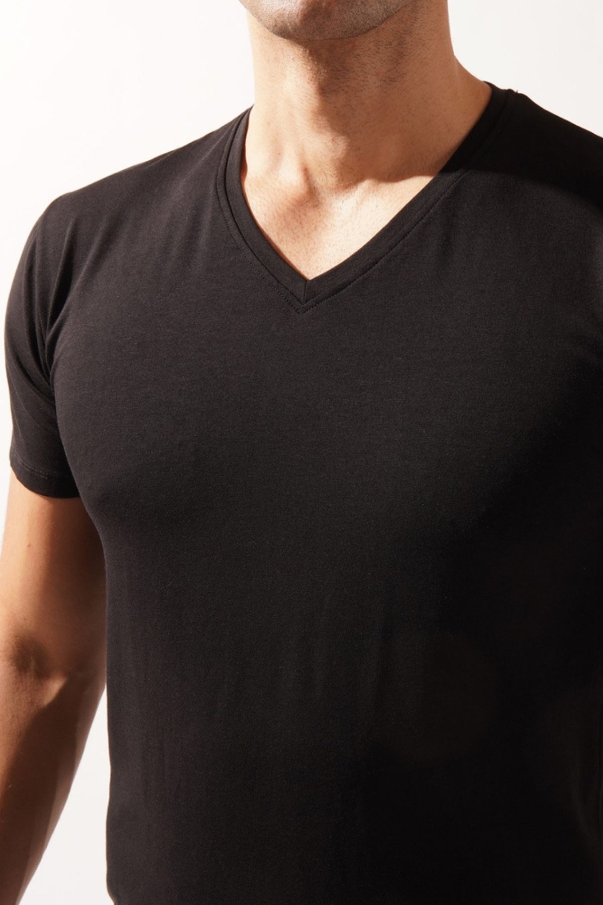 V Neck Basic Modal Mens Tank Top Black