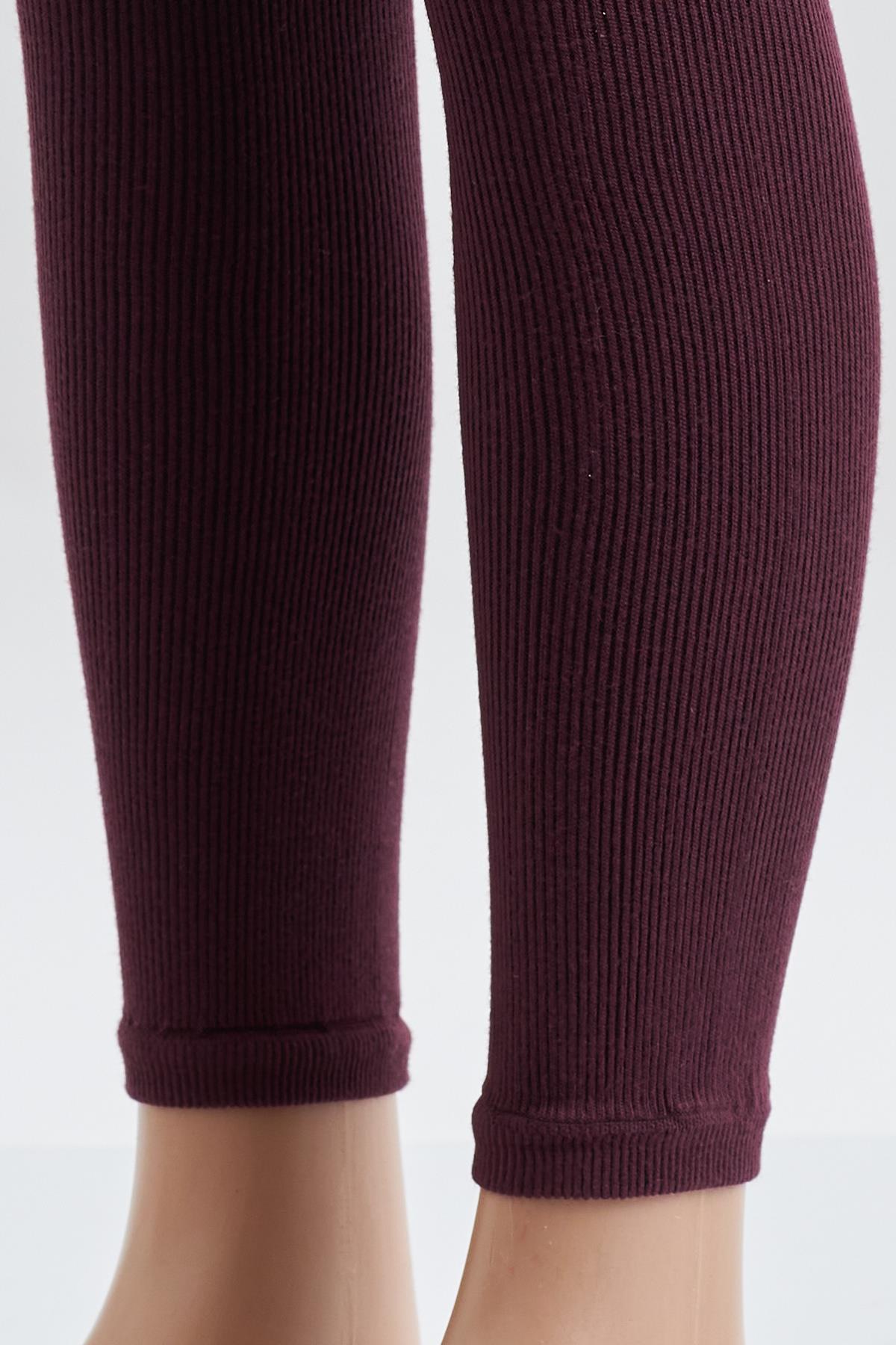 Viscose Striped Pattern Childrens Leggings Burgundy