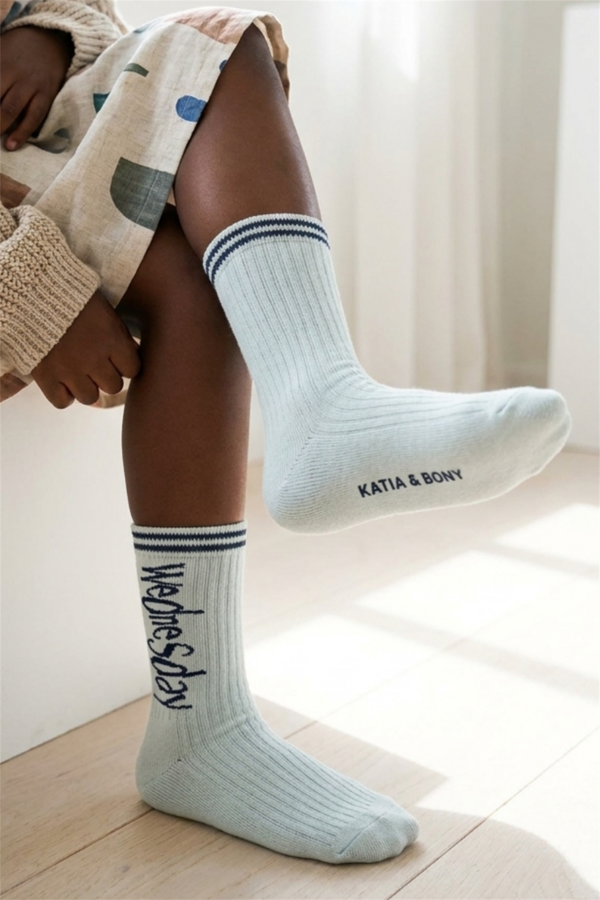 Weekdays Yazılı Açık Mavi Çocuk Soket Çorap