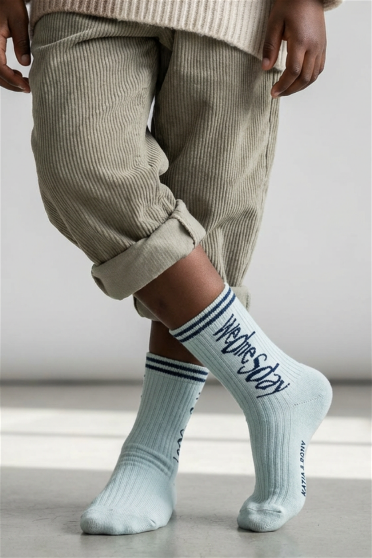 Weekdays Yazılı Açık Mavi Çocuk Soket Çorap