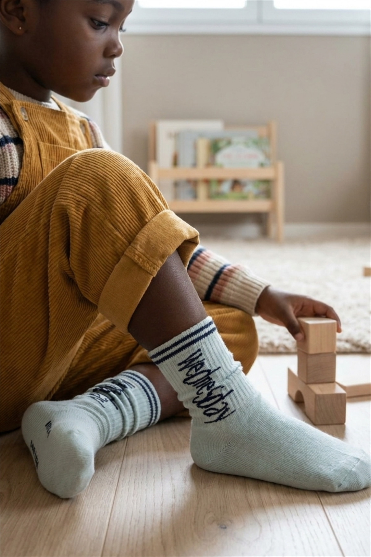 Weekdays Yazılı Açık Mavi Çocuk Soket Çorap