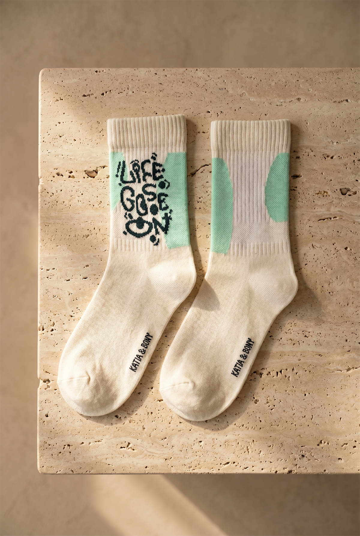 Yeşil Renkli Baskılı Soket Çorap