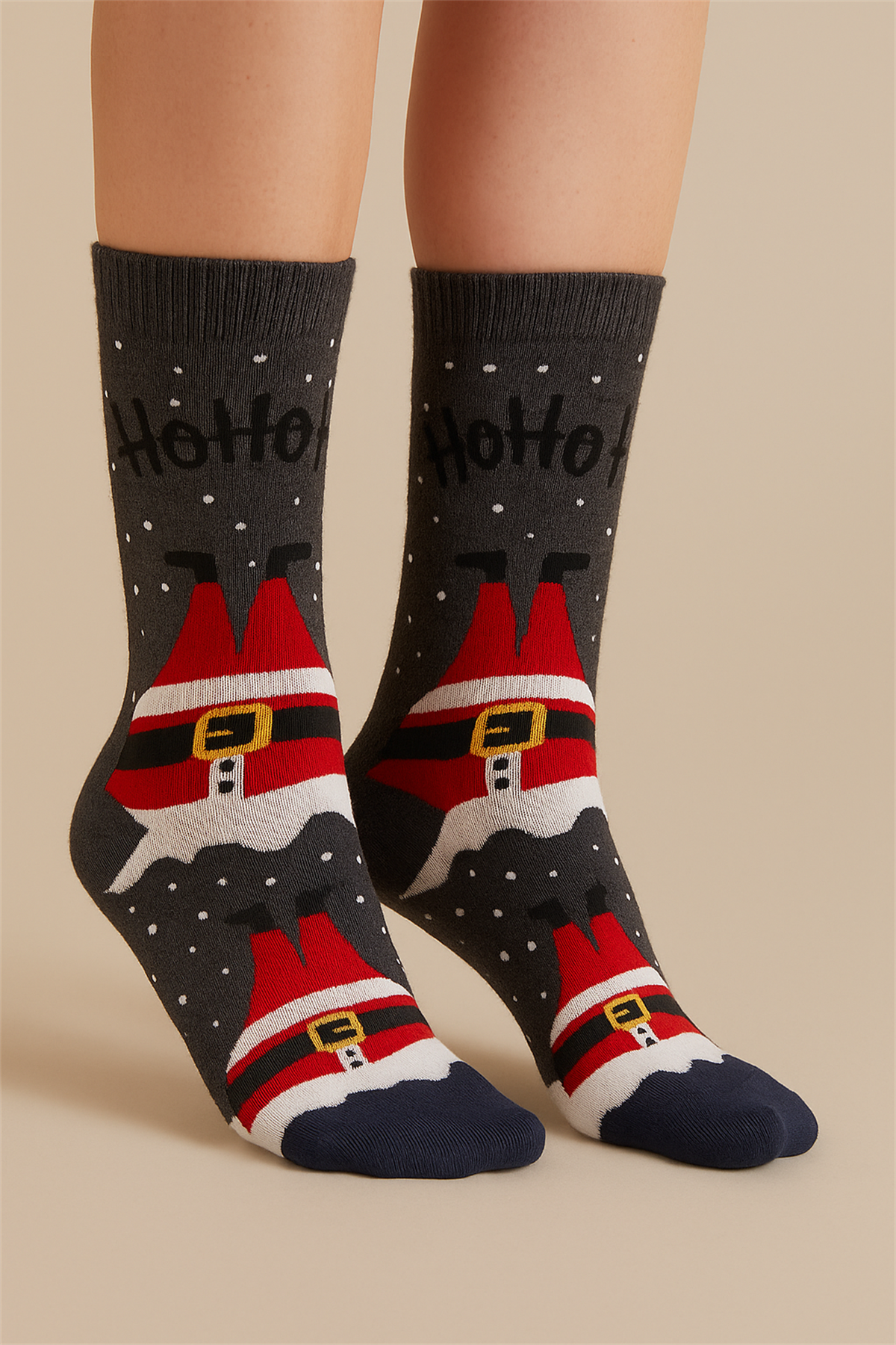 Yılbaşı Soket Çorap Koyu Gri Mix