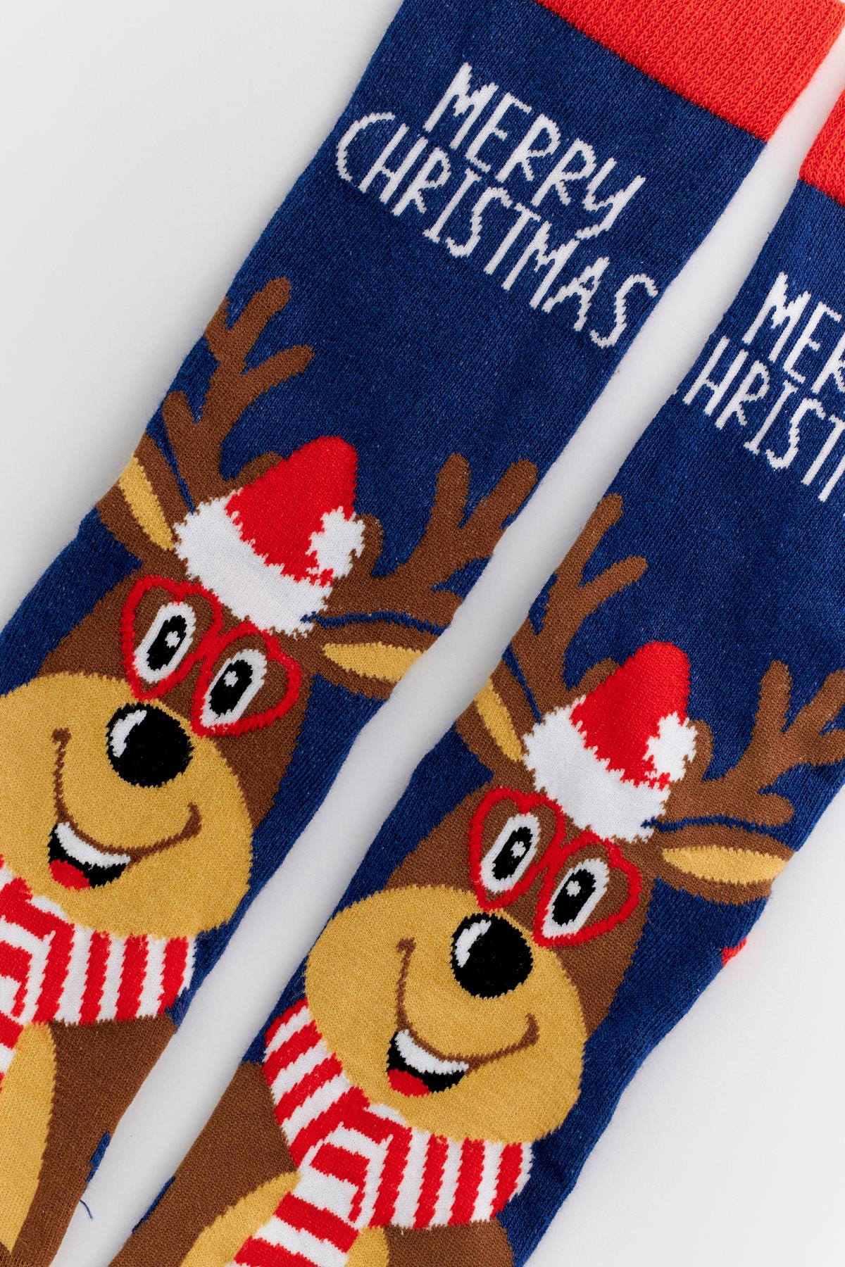 Yılbaşı Soket Çorap Lacivert- Kahverengi