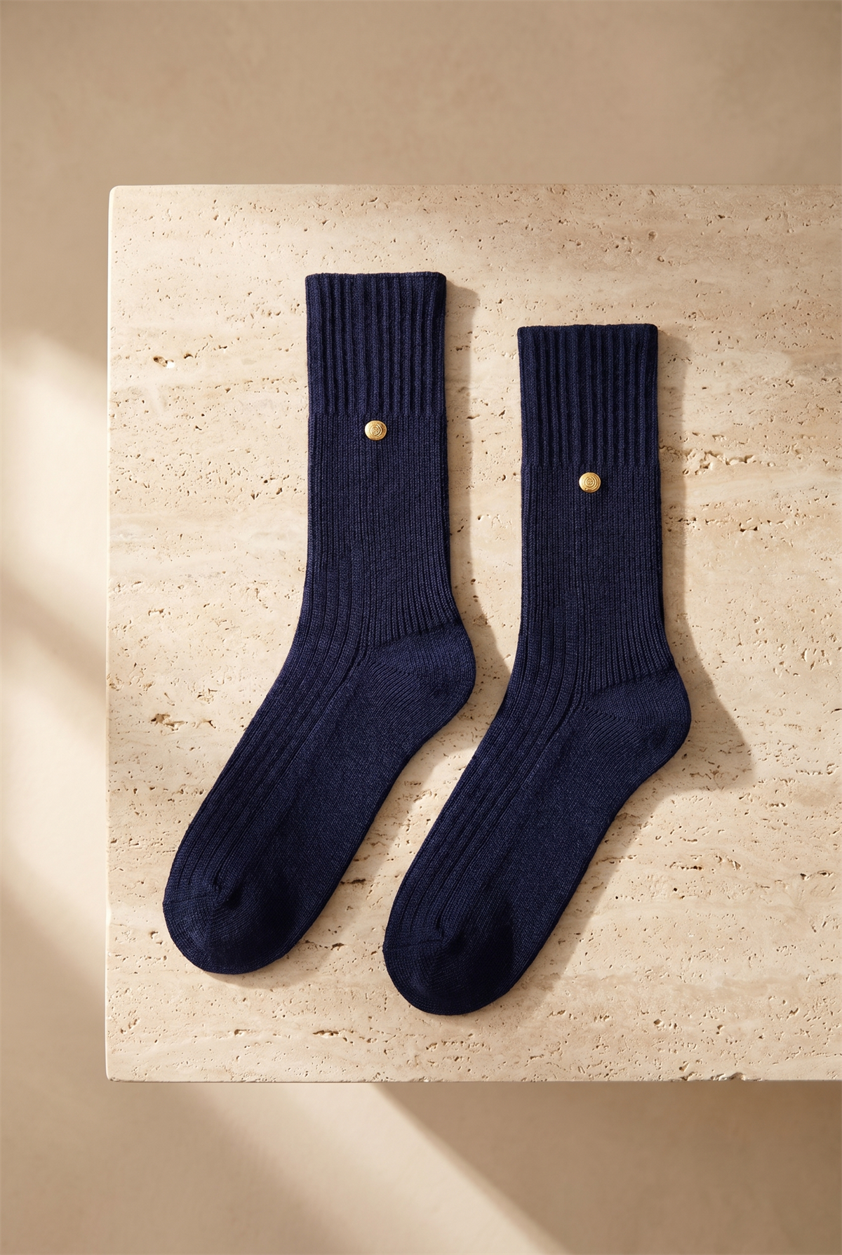 Zımba Detaylı Viskon Triko Soket Çorap Lacivert