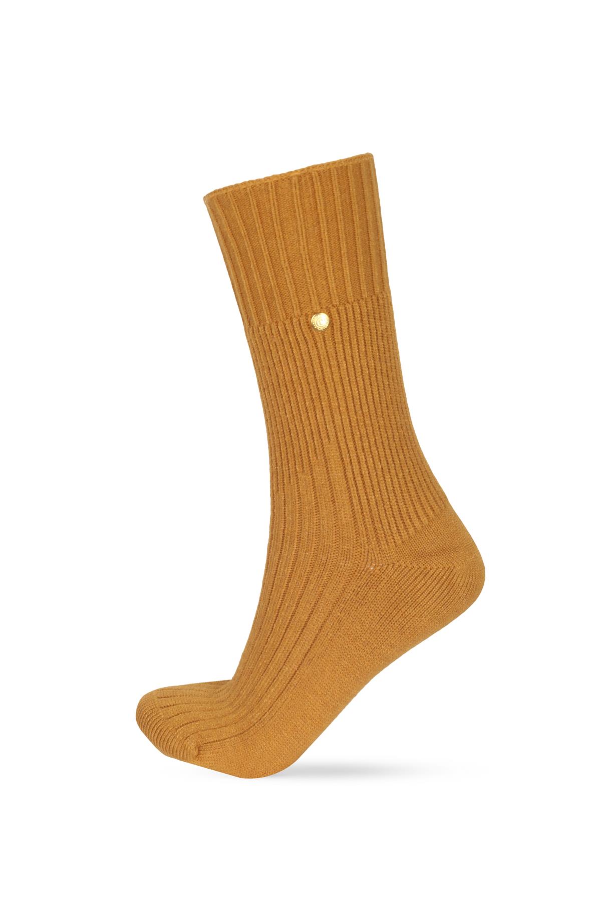 Mustard Sock Socks with Staple Details
