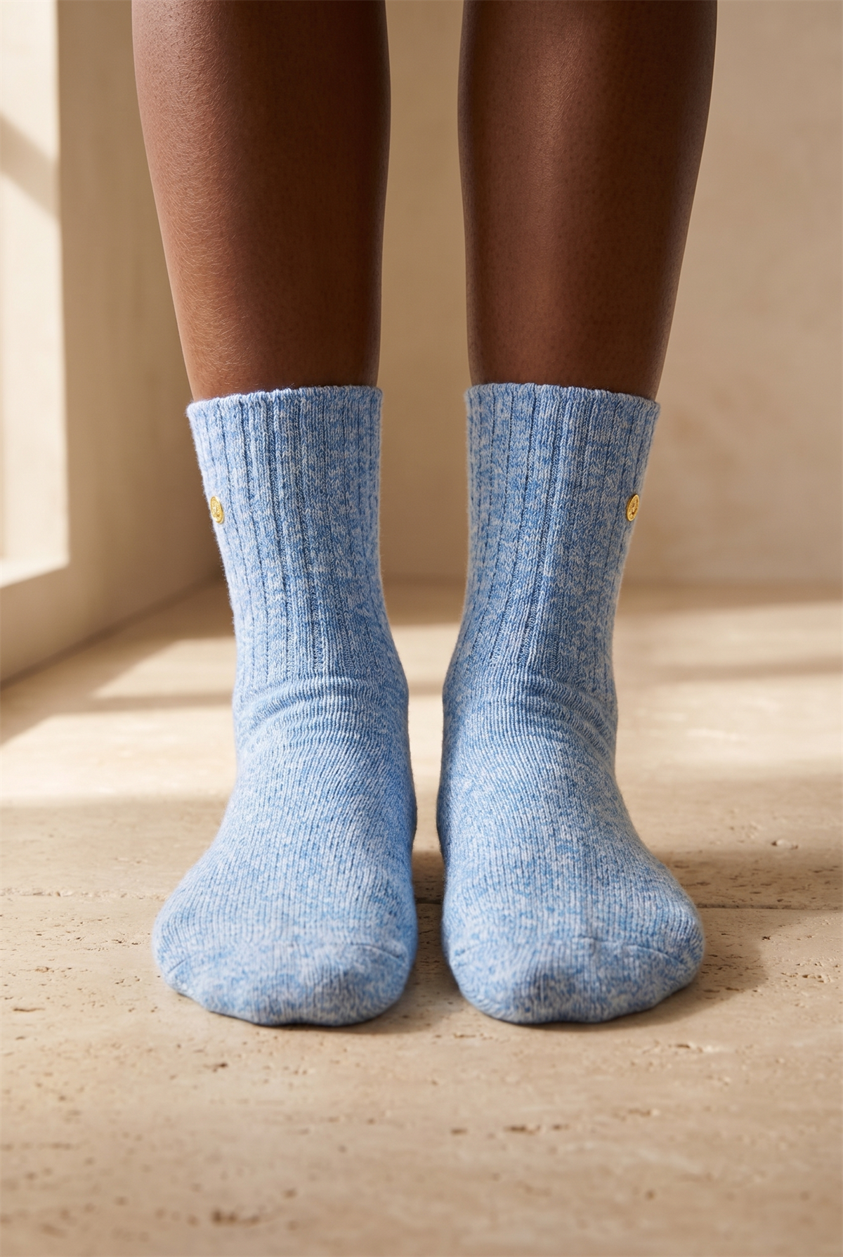 Zımbalı Mavi Melanj Soket Çorap