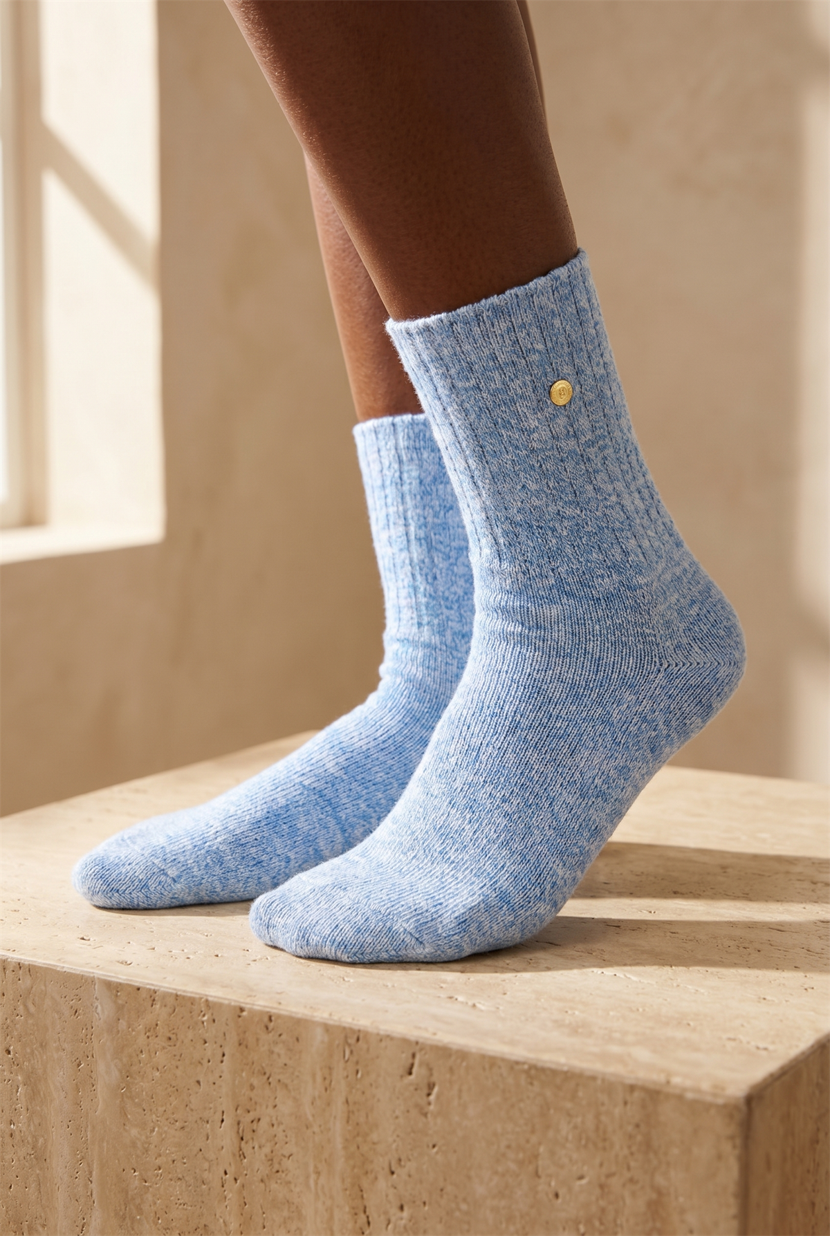 Zımbalı Mavi Melanj Soket Çorap