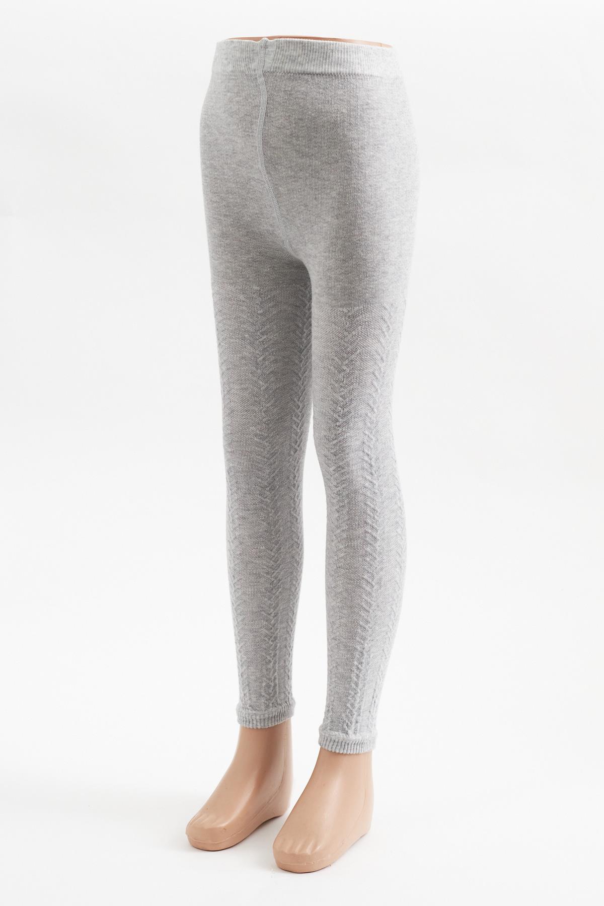 Chain Patterned Childrens Leggings Light Gray