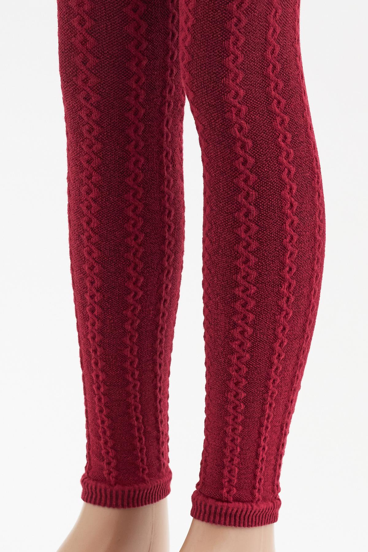Chain Patterned Kids Leggings Burgundy