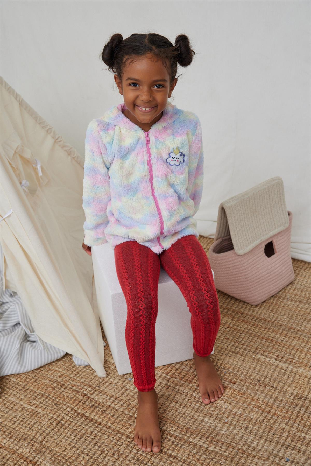 Chain Patterned Childrens Leggings Red