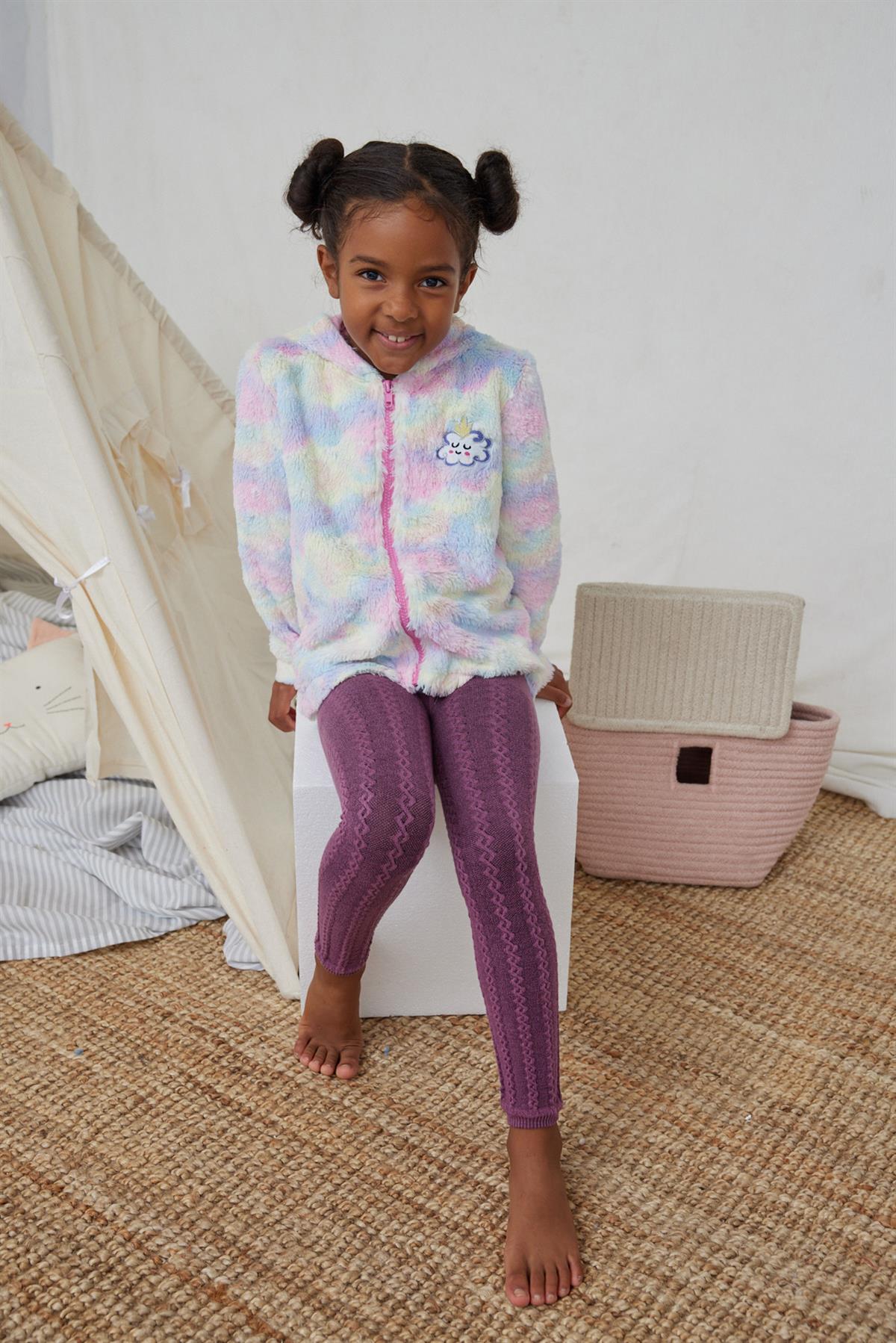 Chain Patterned Childrens Leggings Lilac