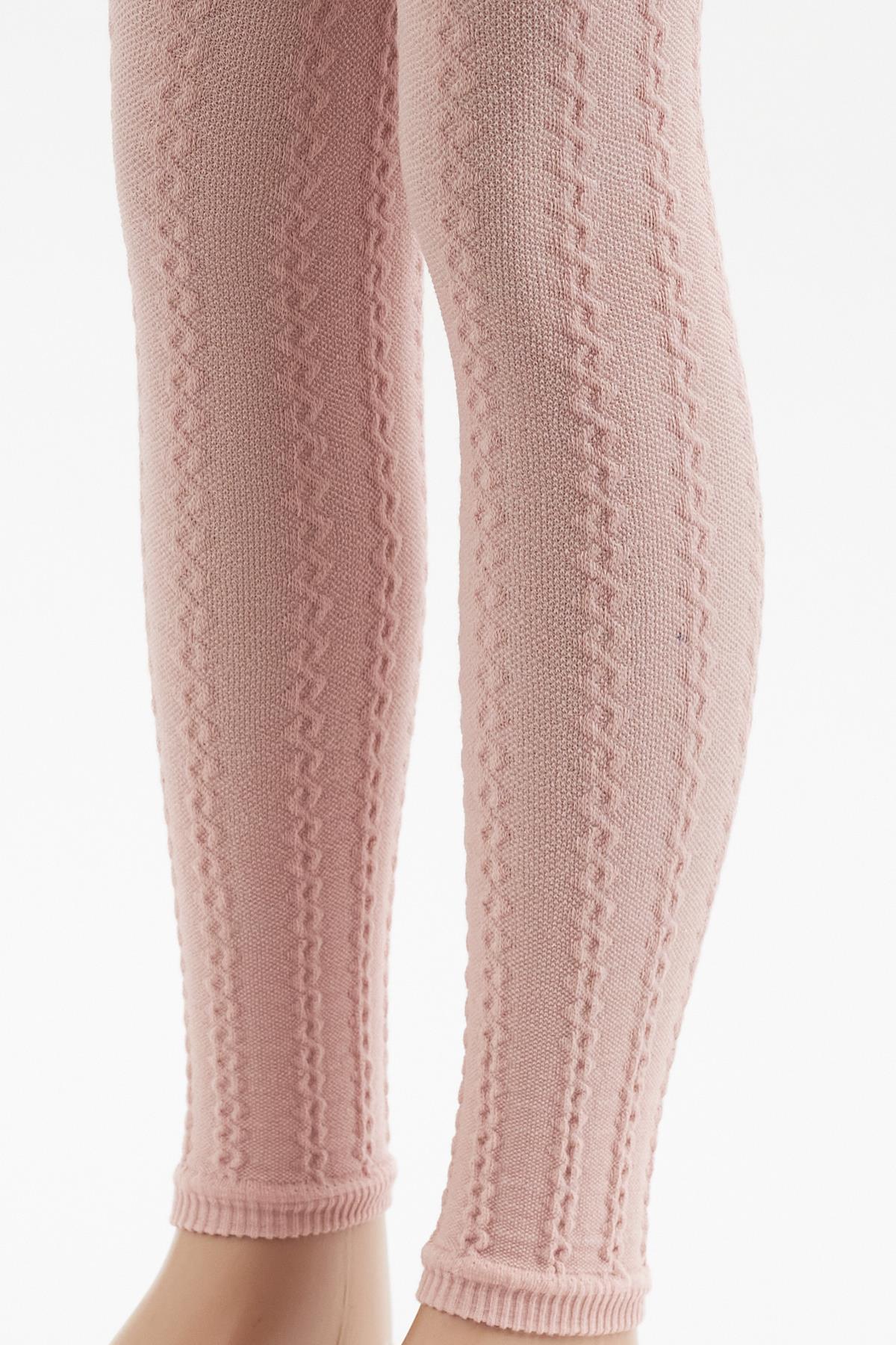 Chain Patterned Childrens Leggings Pink Mélange