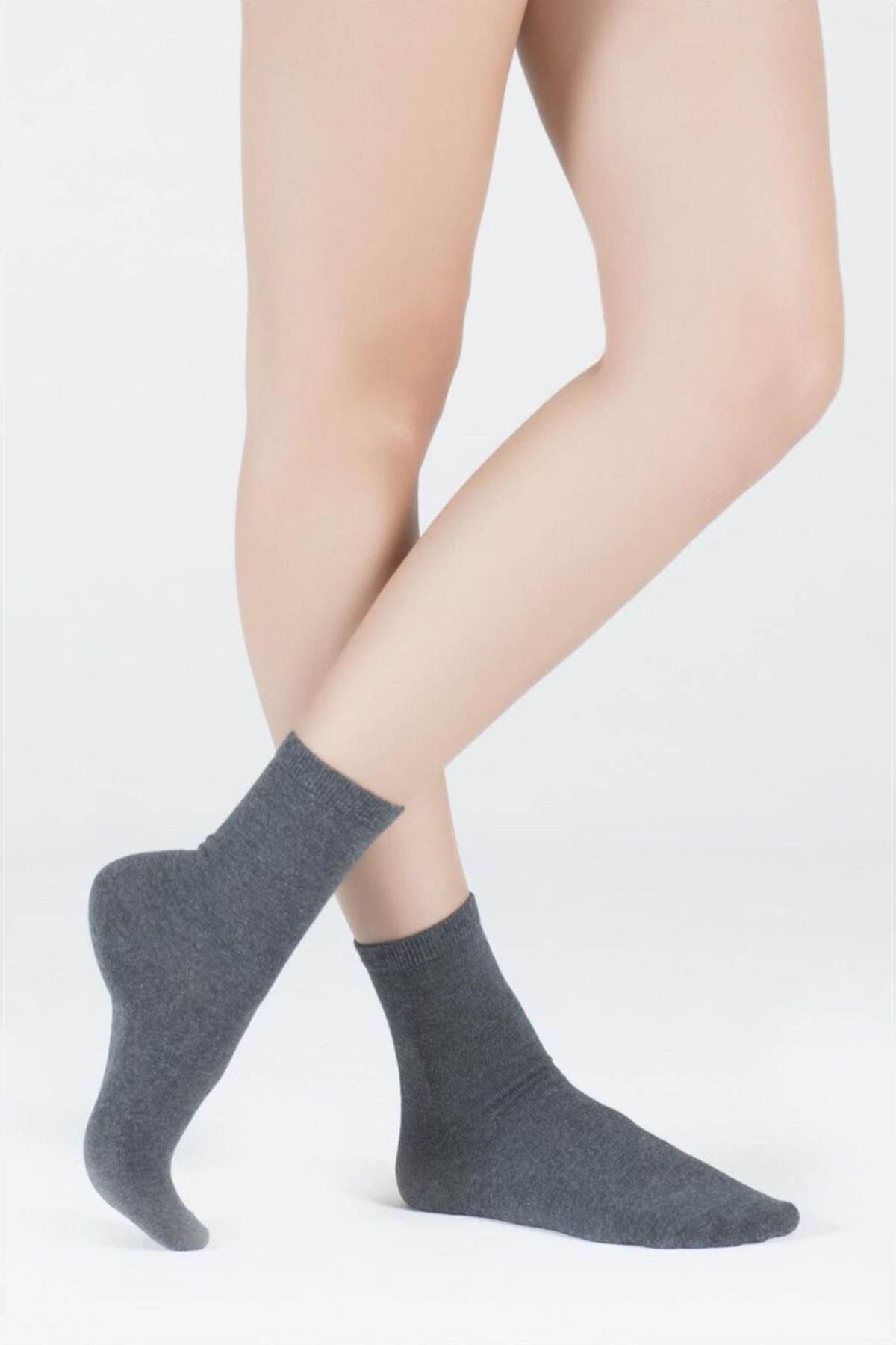 006 Melissa Modal Kadın Soket Çorap-Gri-Melanj.