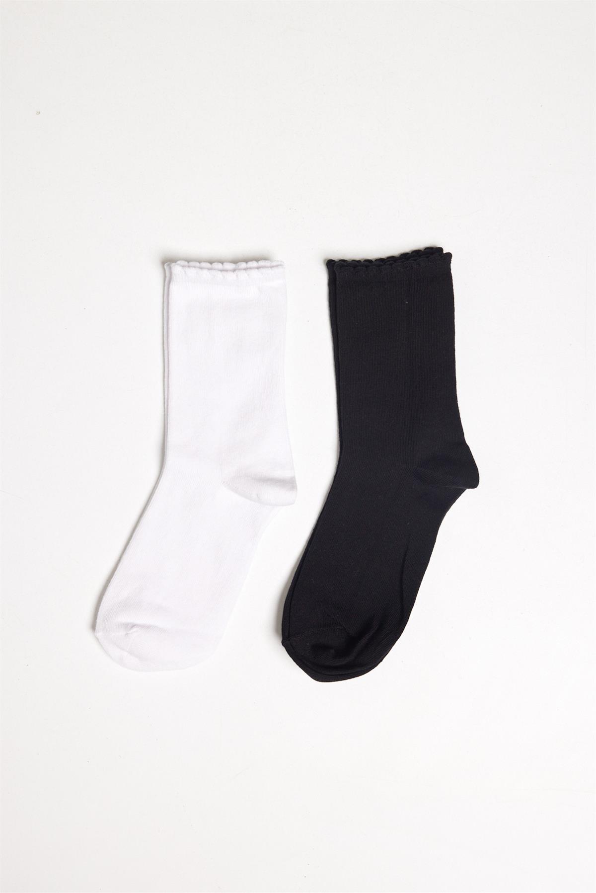 2' Paket Kadın Soket Çorap Desenli