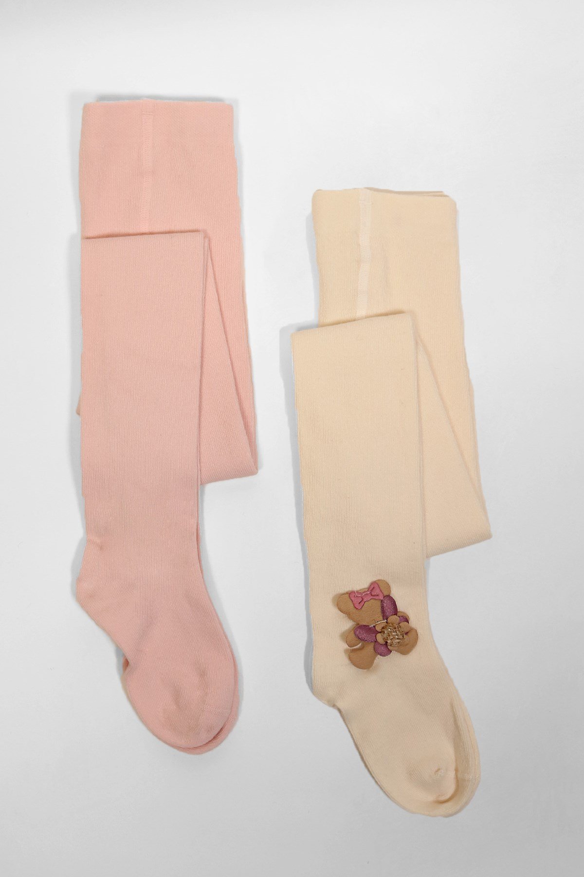 2'li Paket Fancy Kız Çocuk Külotlu Çorap ECRU-ROSE PINK