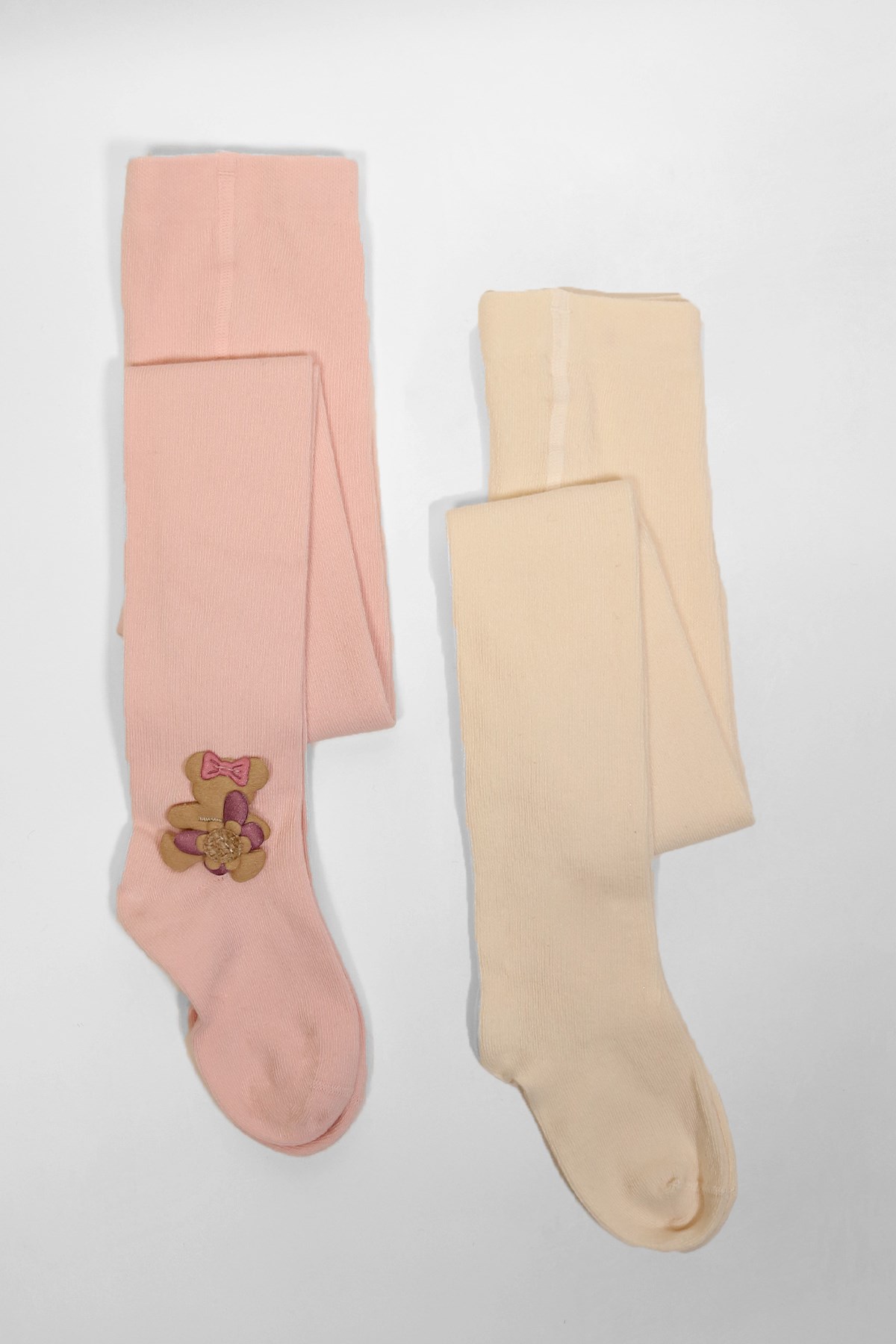 2'li Paket Fancy Kız Çocuk Külotlu Çorap ROSE PINK-ECRU