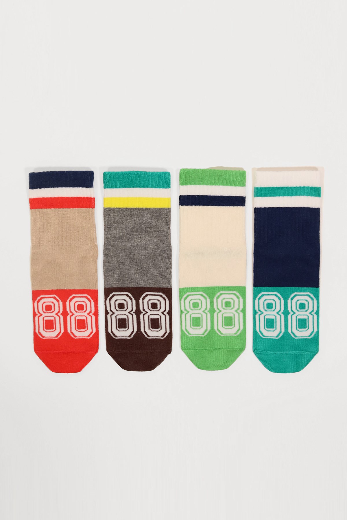 4'lü Paket Numbers Çocuk Soket Çorap Desenli