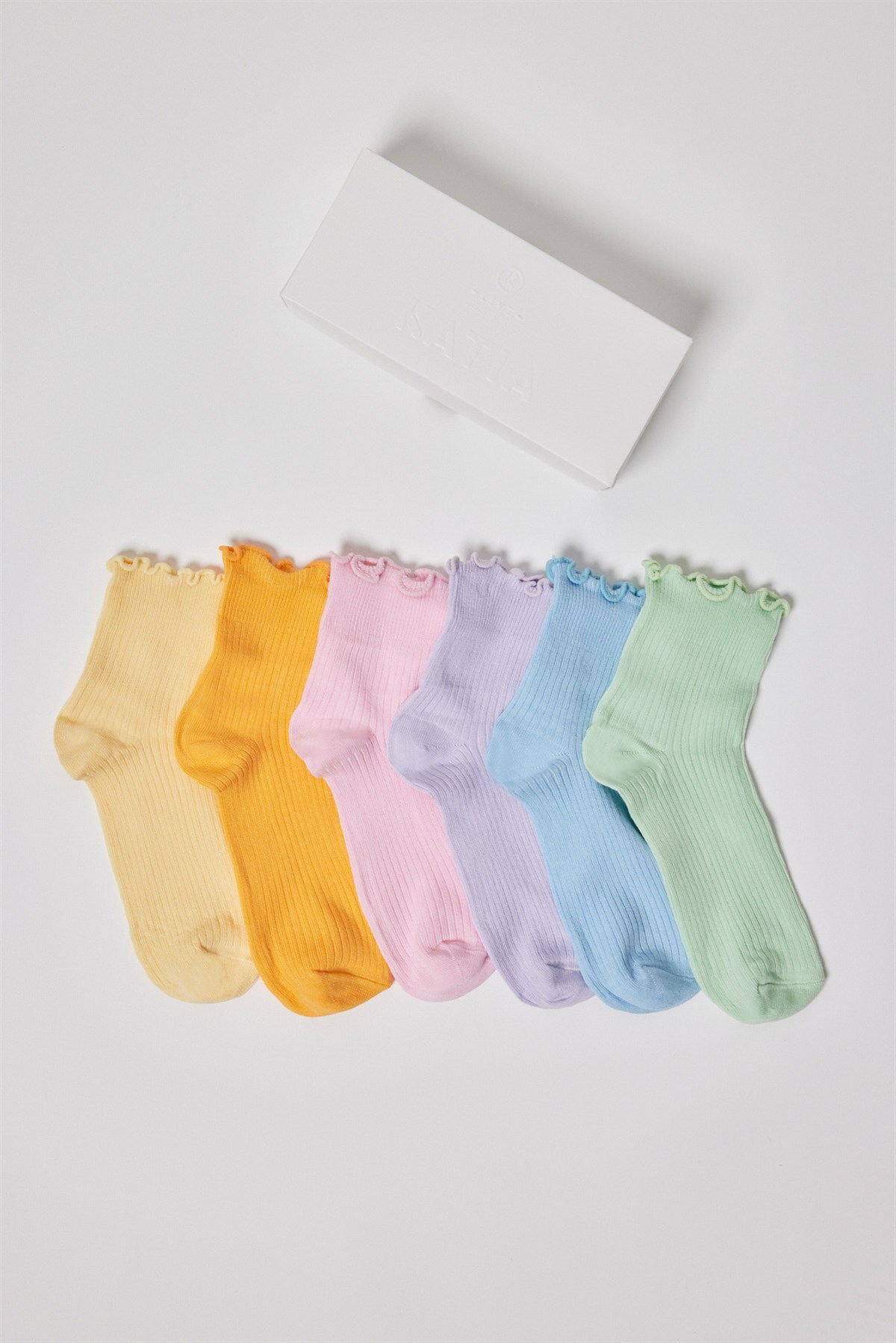 6'li Paket Kadın Soket Çorap Desenli