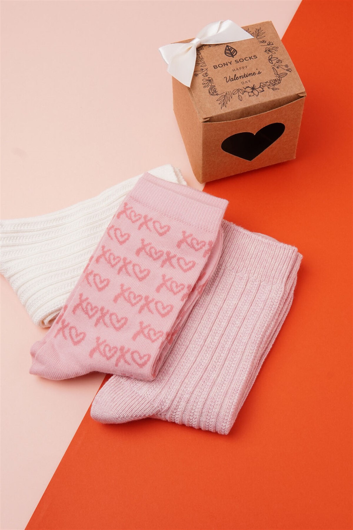 Katia and Bony 3 lü Paket Sevgililer Günü Kadın Soket Çorap Desenli. 2