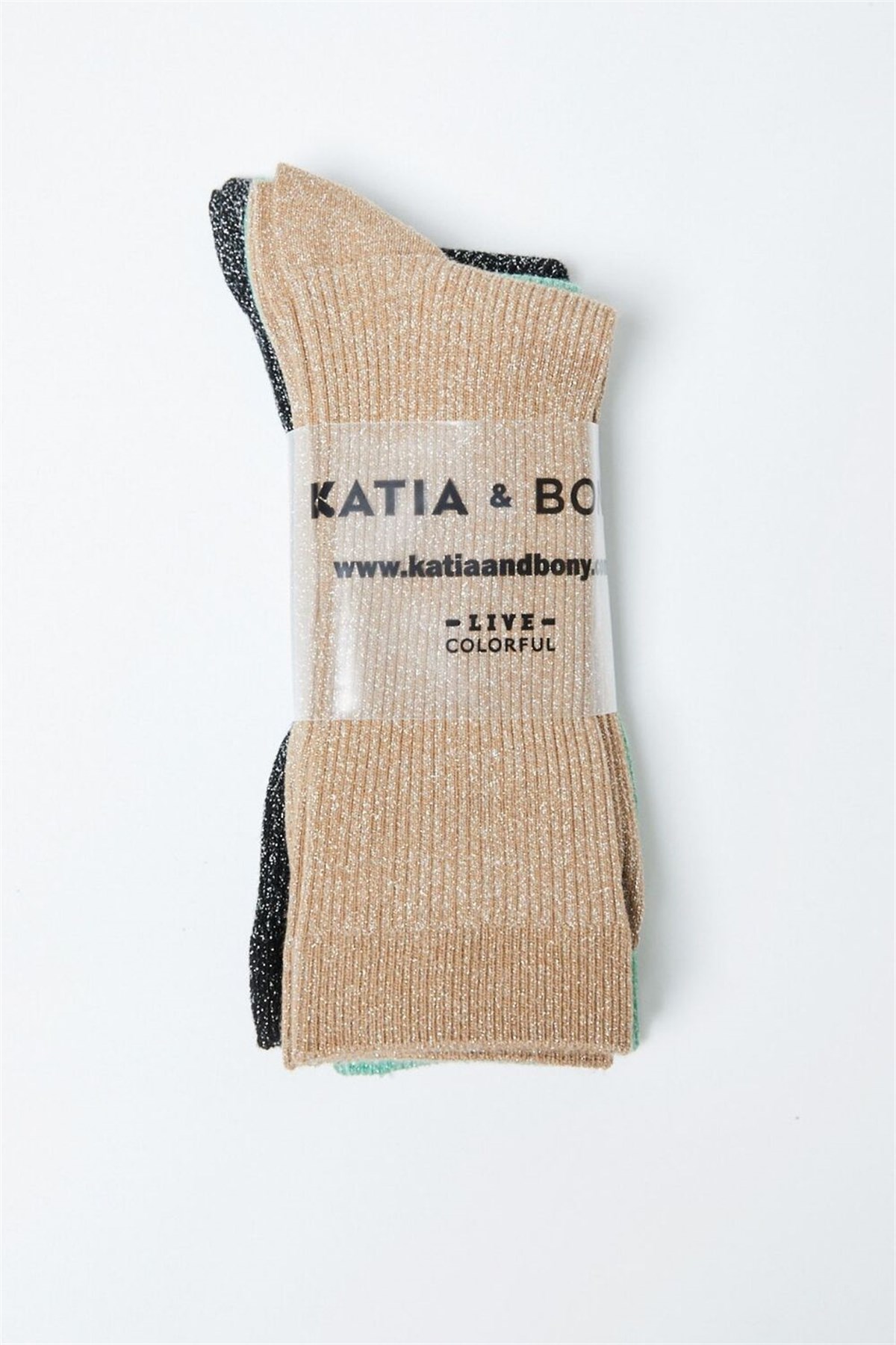 Katia and Bony 3 lü Paket Simli Kadın Soket Çorap Desenli. 2