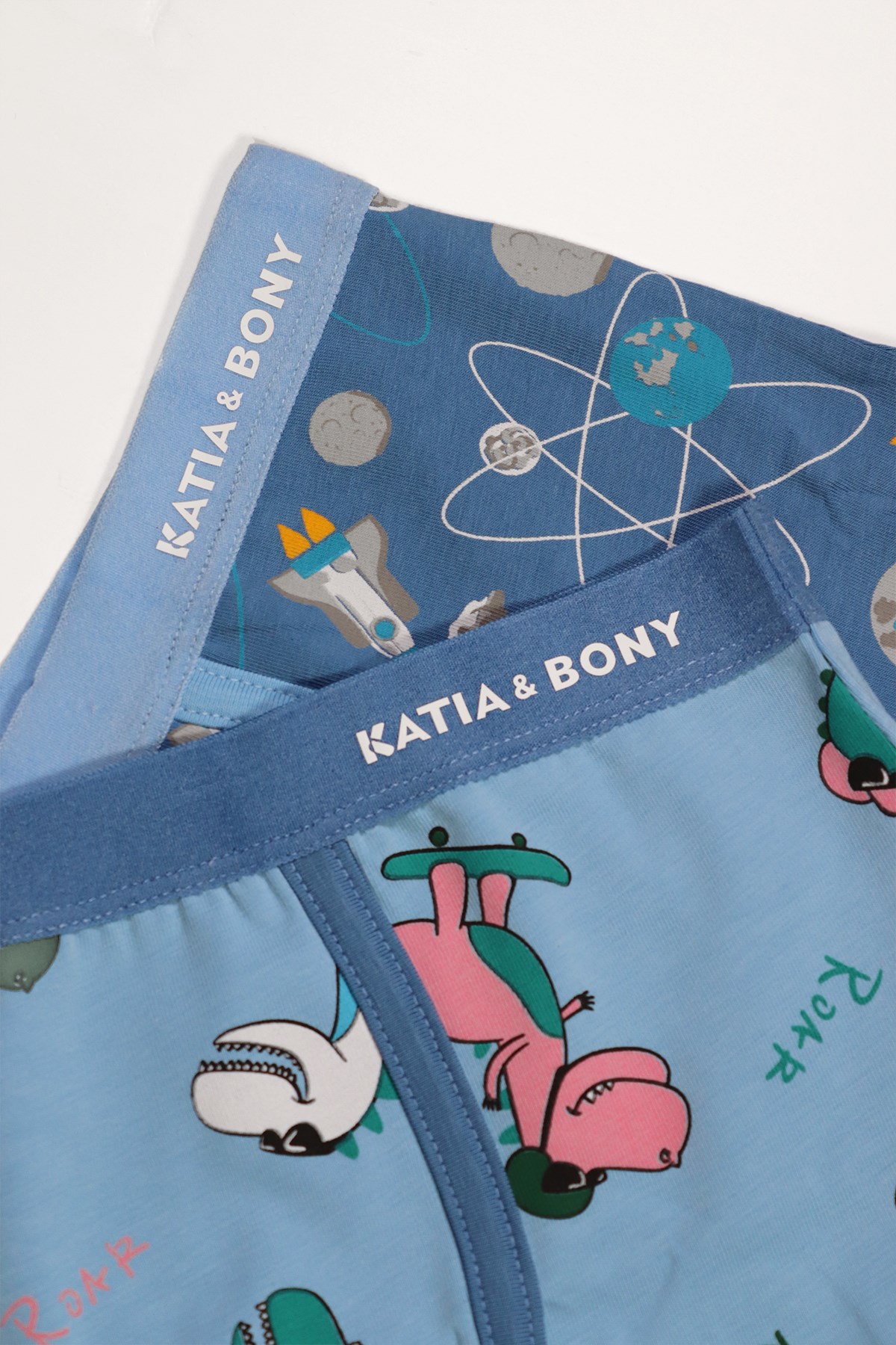 Katia and Bony 2'li Paket Space Dino Erkek Çocuk Boxer Mavi/İndigo. 2