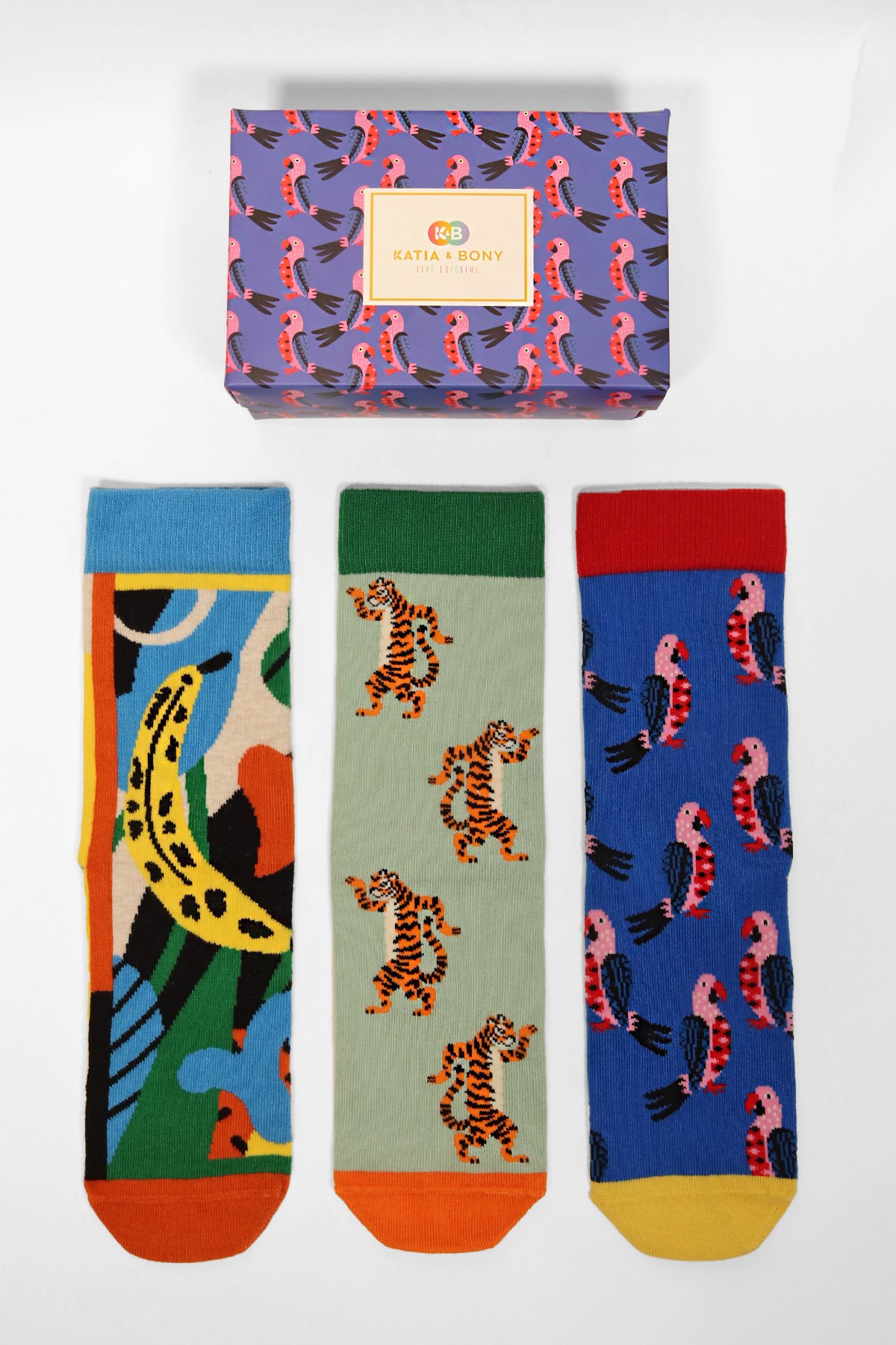 Katia and Bony 3'lü Paket Art Jungle Box Unisex Soket Çorap Desenli. 1
