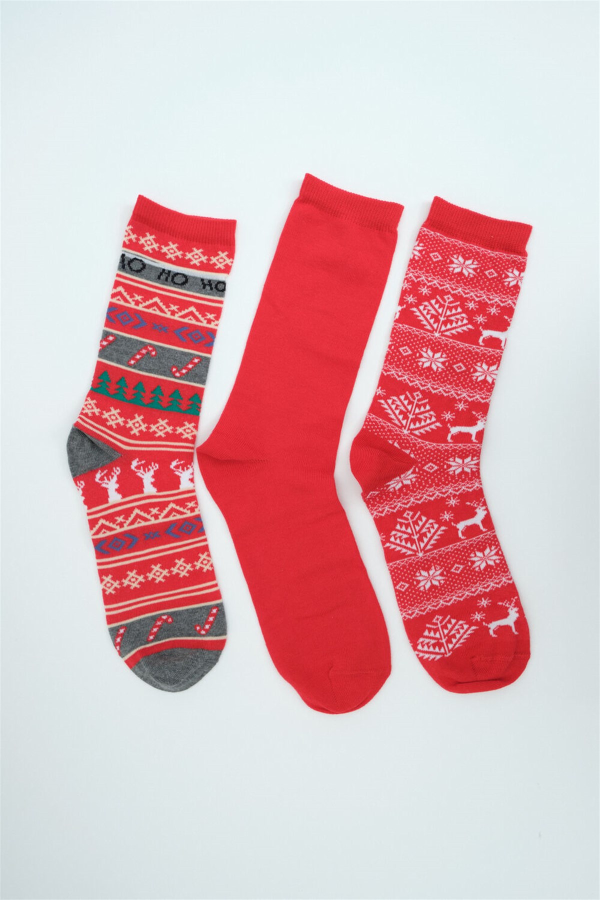 Katia and Bony 3 lü Paket Yeni Yıl Kadın Soket Çorap Kırmızı. 1