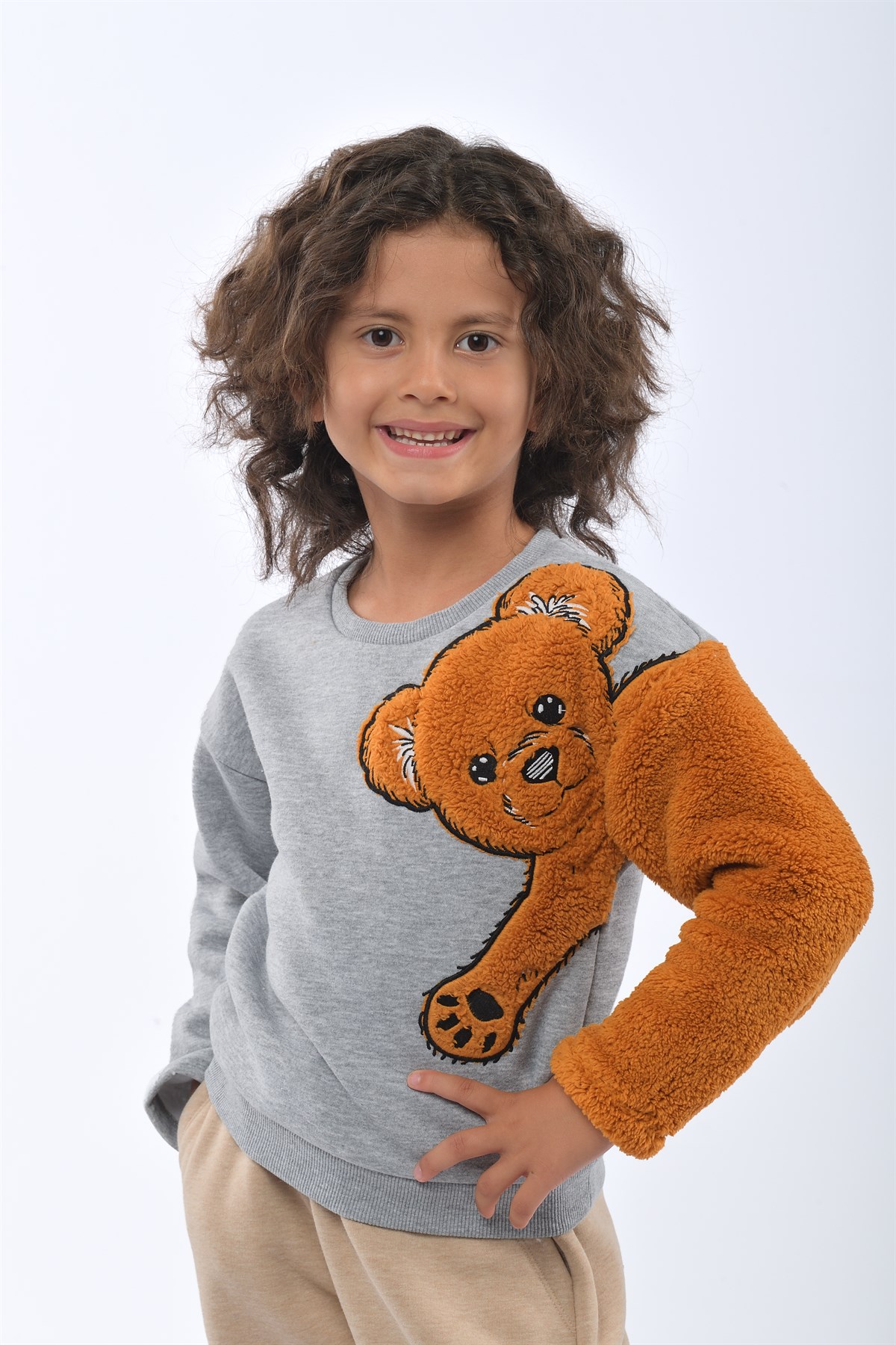 Teddy Bear Cocuk Sweatshirt Gri Melanj