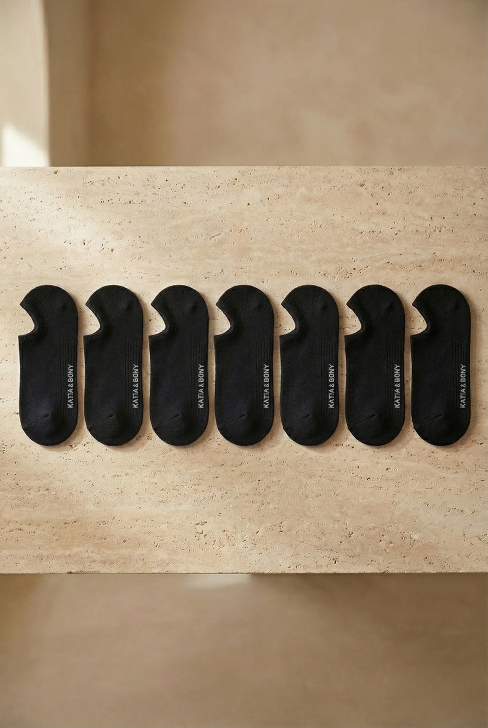Unisex 7'li Paket Sneakers Patik Çorap Siyah